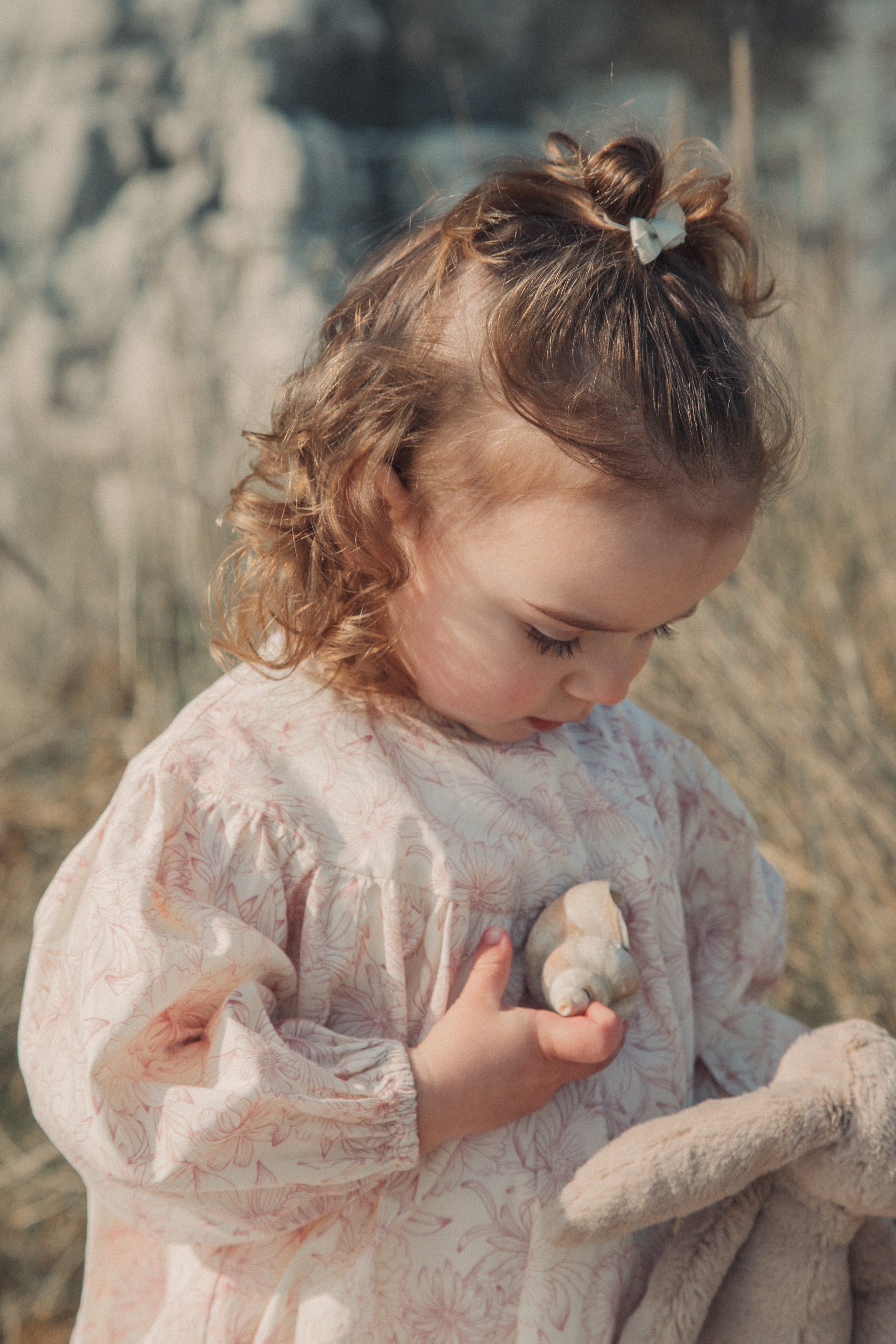 Pink/Toile Floral Long Puff Sleeve Romper