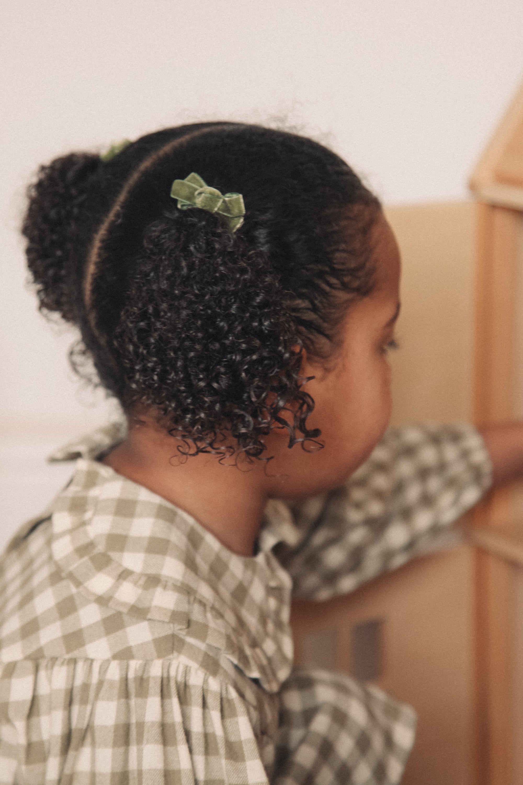 Sage Green Velvet Mini Bow Clips