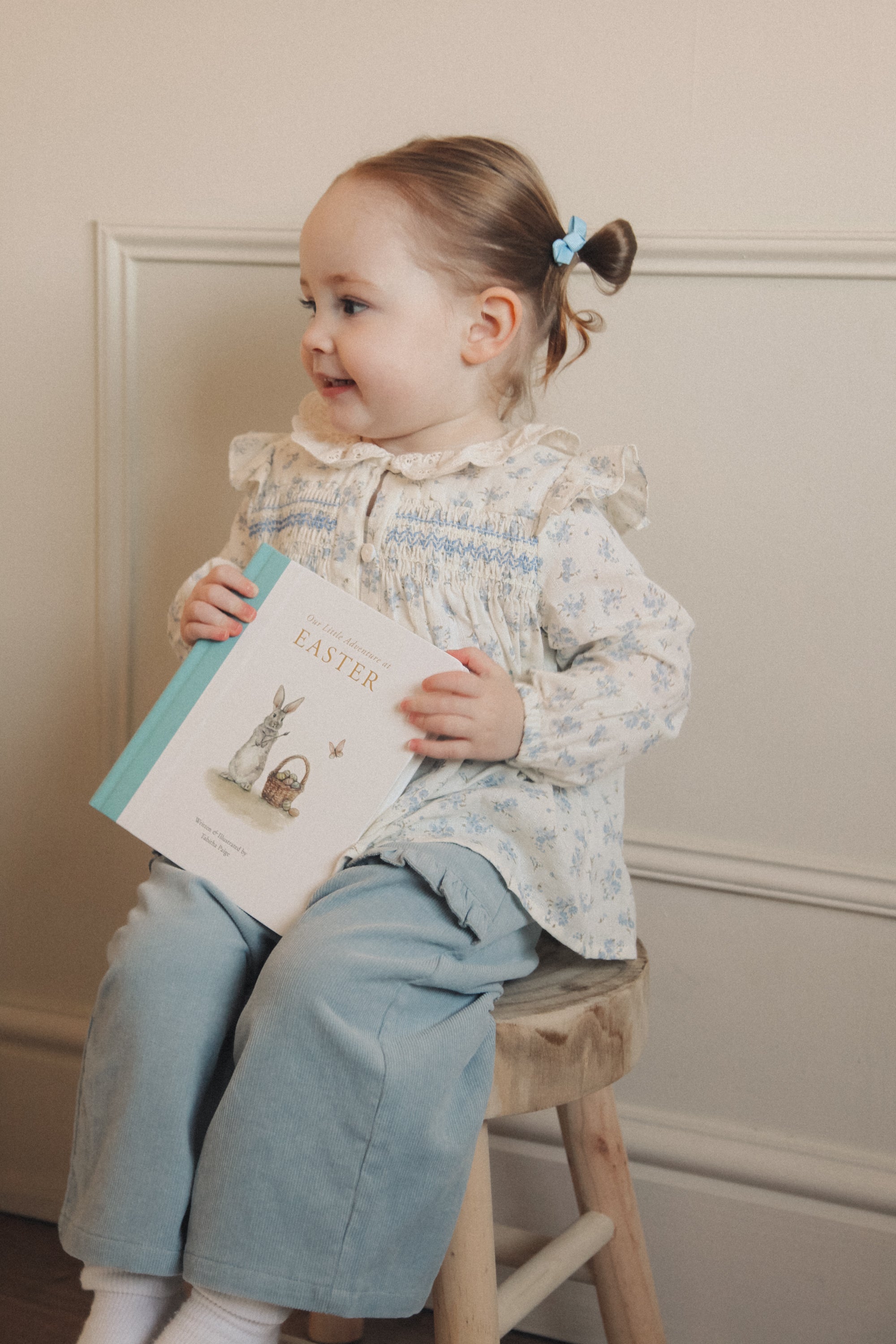 Dusky Blue/Cord Frill Pocket Wide Leg Trousers