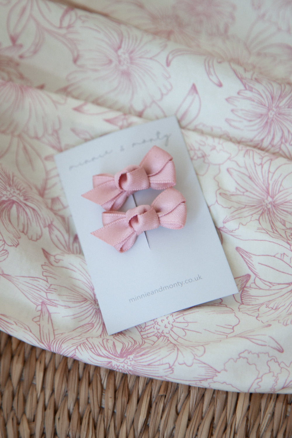 Dusky Pink Mini Bow Clips