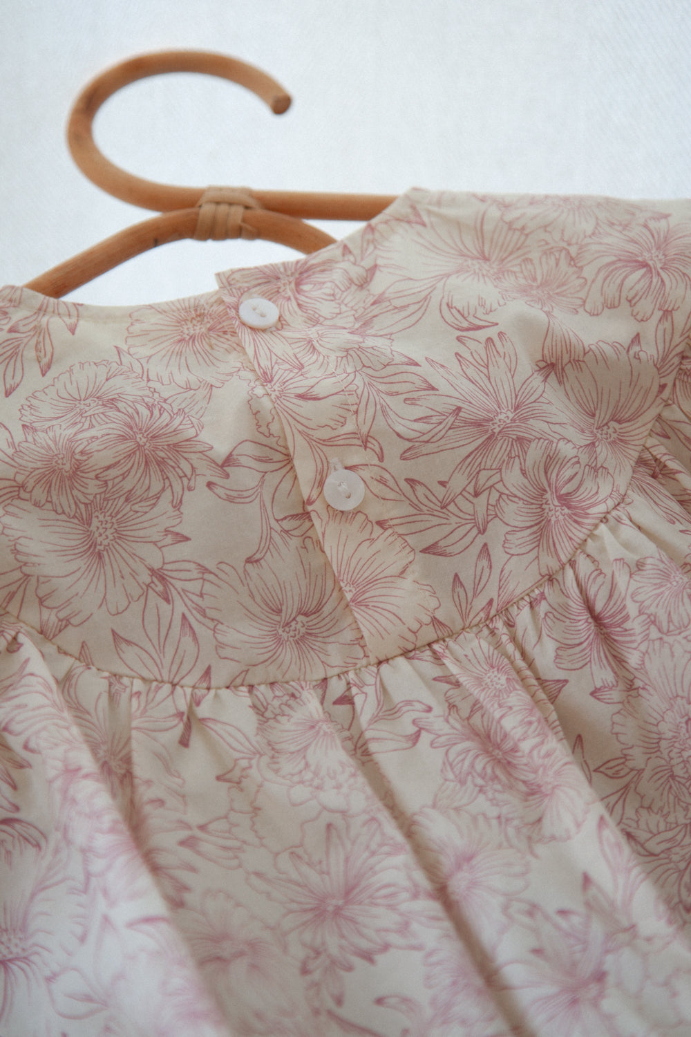Pink/Toile Floral Long Puff Sleeve Romper