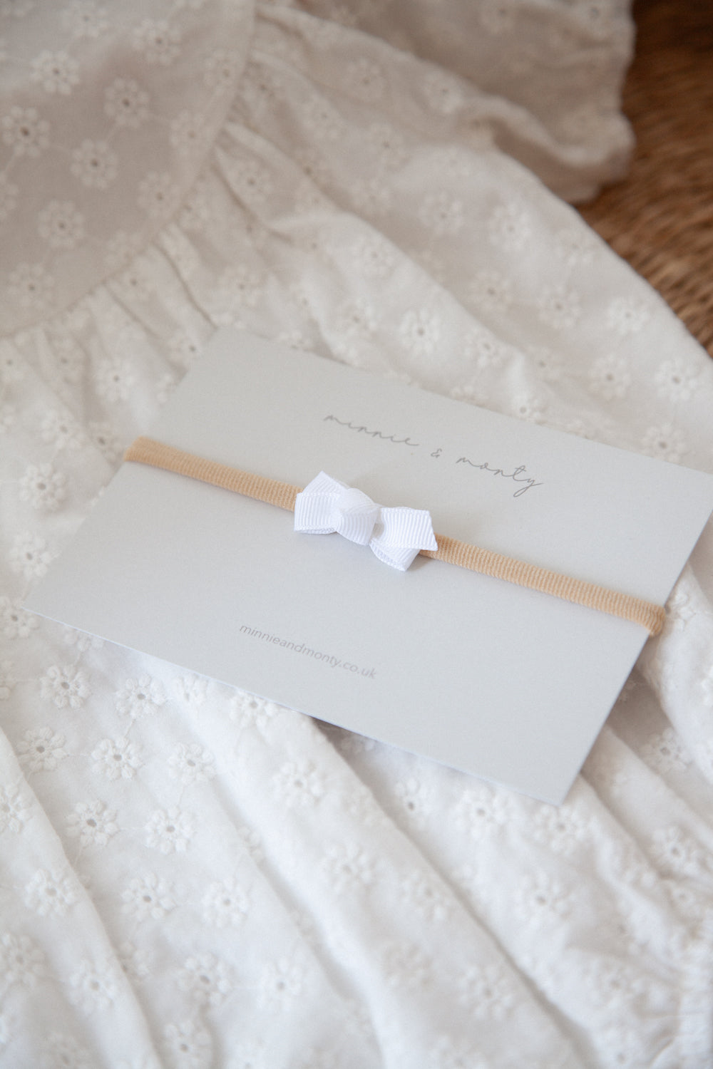 Dainty Mini Bow Headband in White