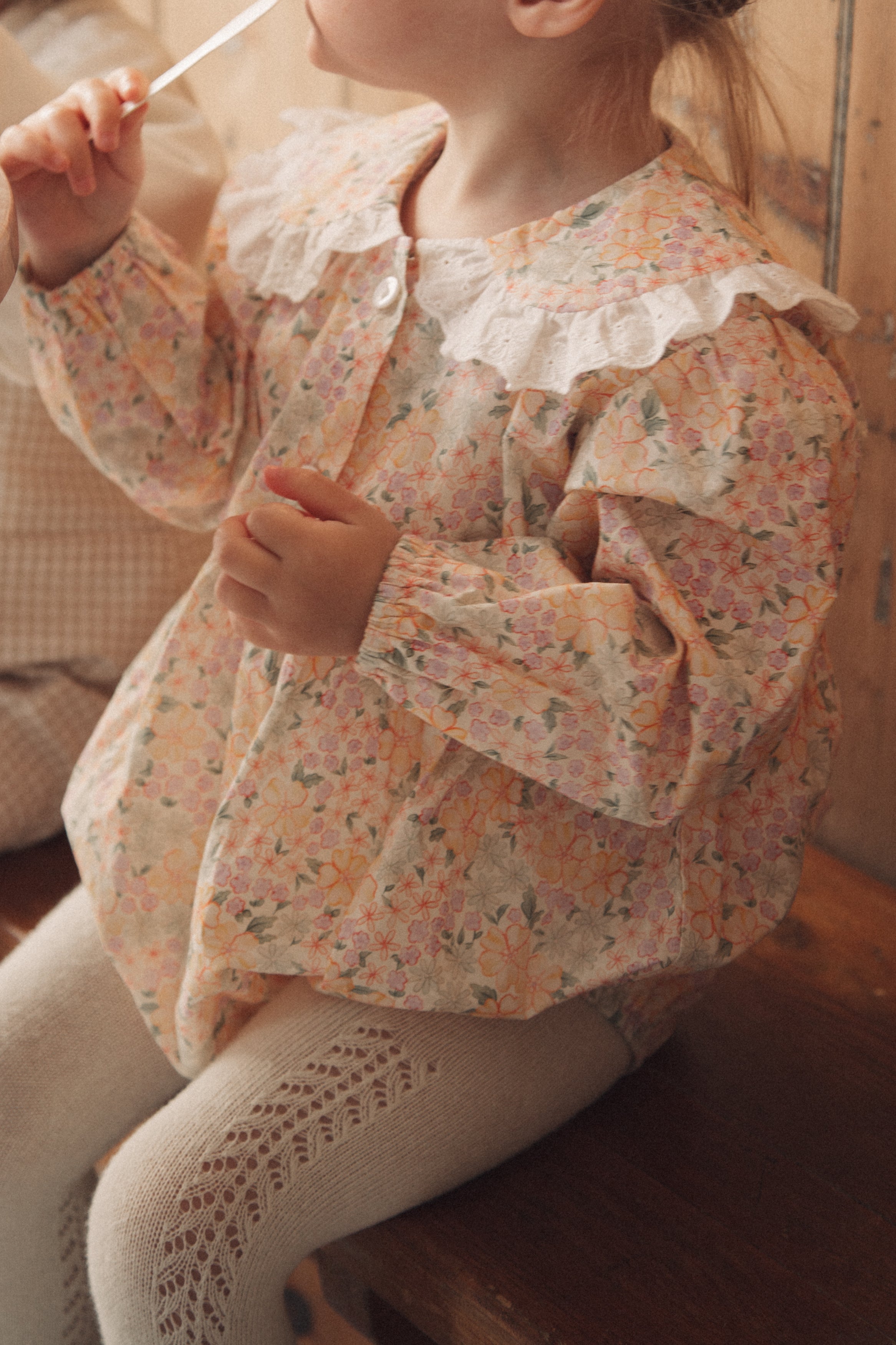 Spring Meadow Broderie Frill Collar Romper