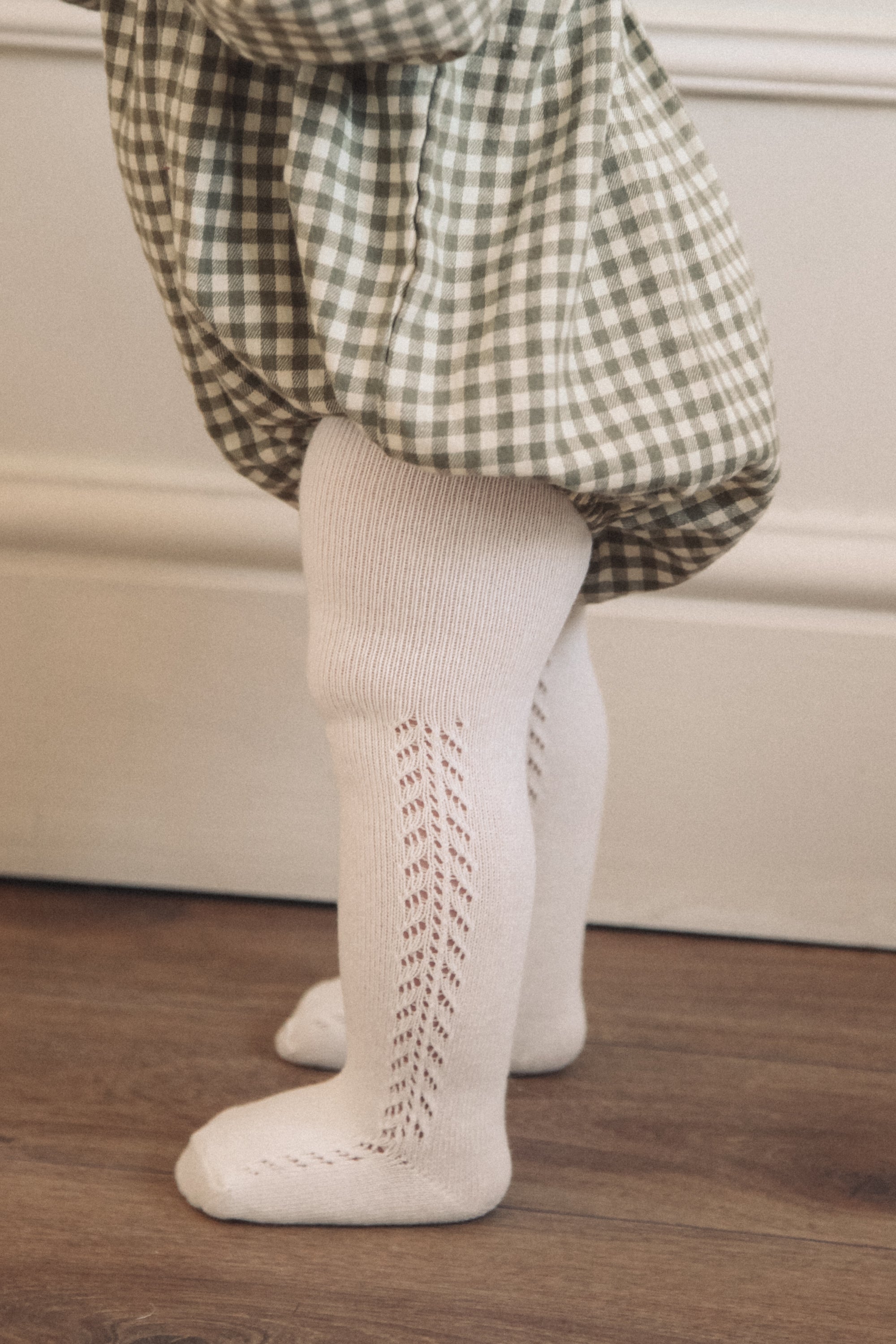 Cream Soft Side Openwork Tights