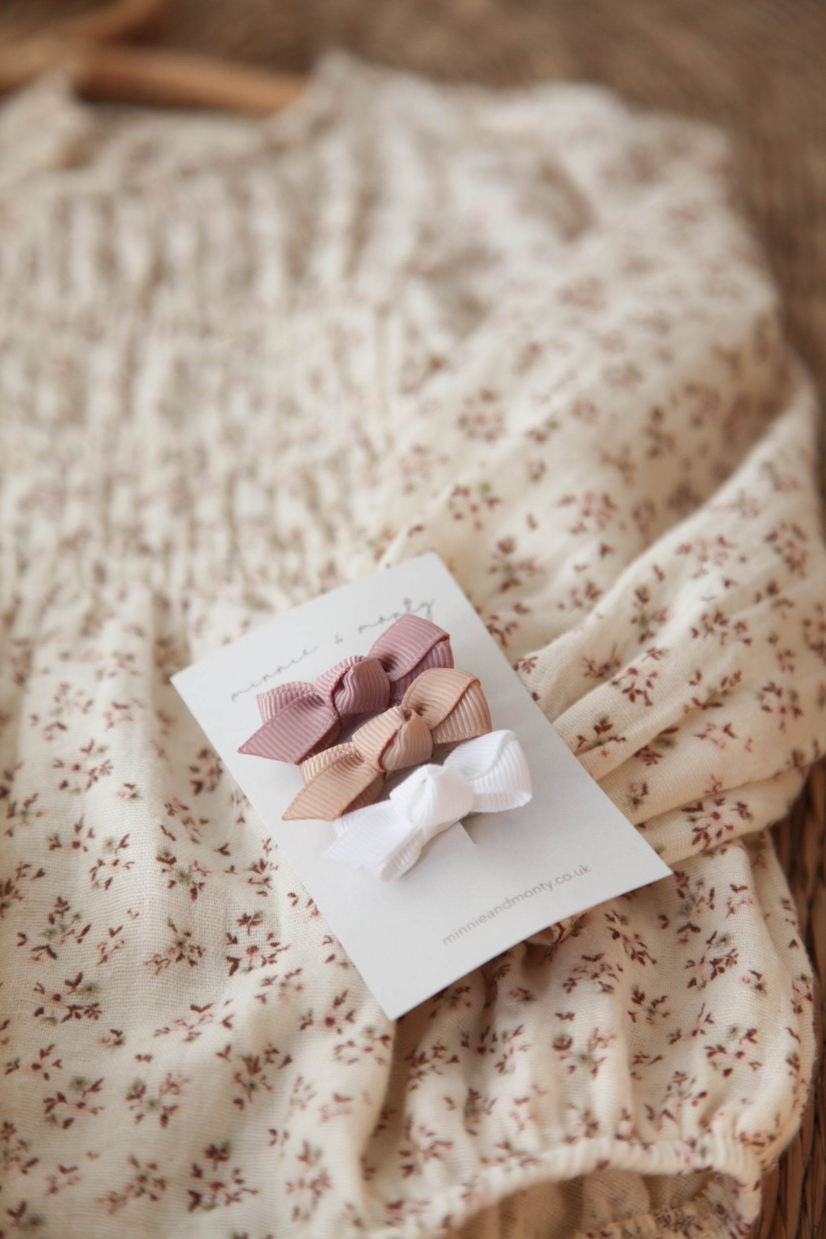 Dainty Mini Bow Clips - Blush Pink Trio