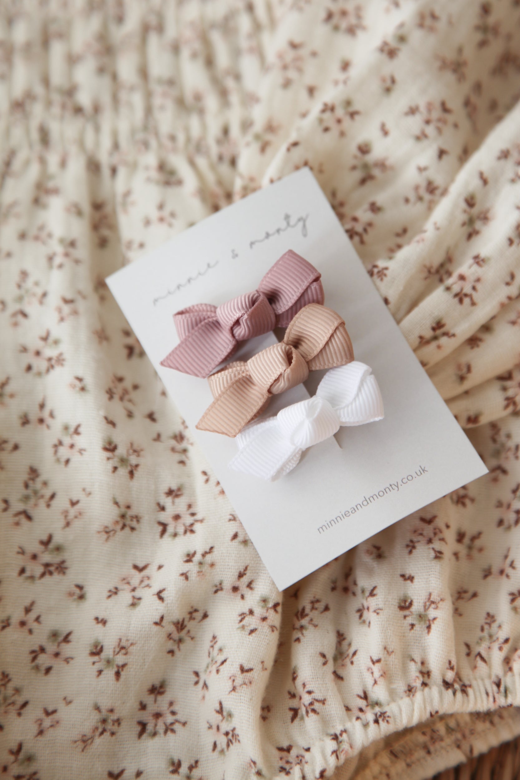 Dainty Mini Bow Clips - Blush Pink Trio