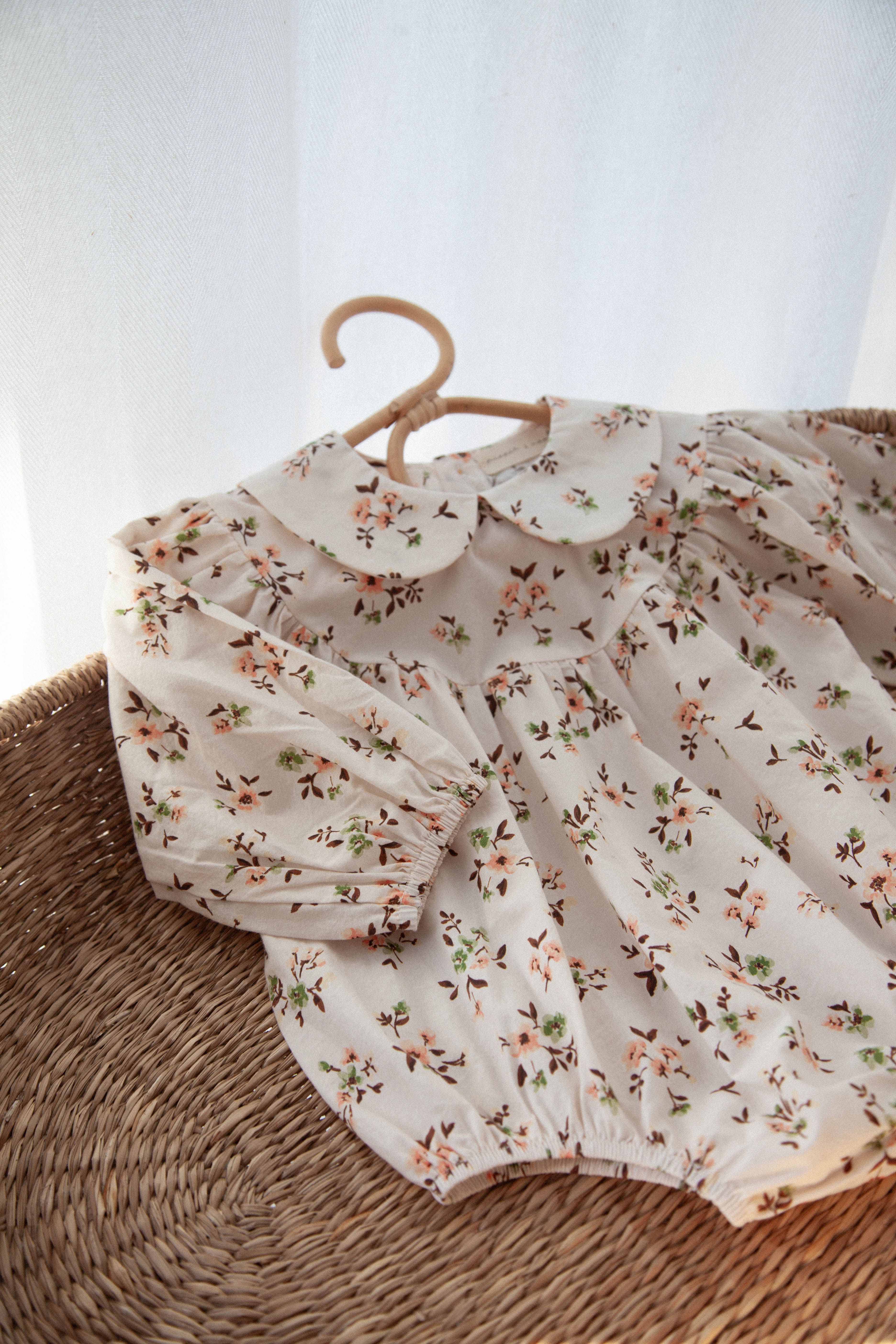 Mocha/Floral Long Sleeve Romper