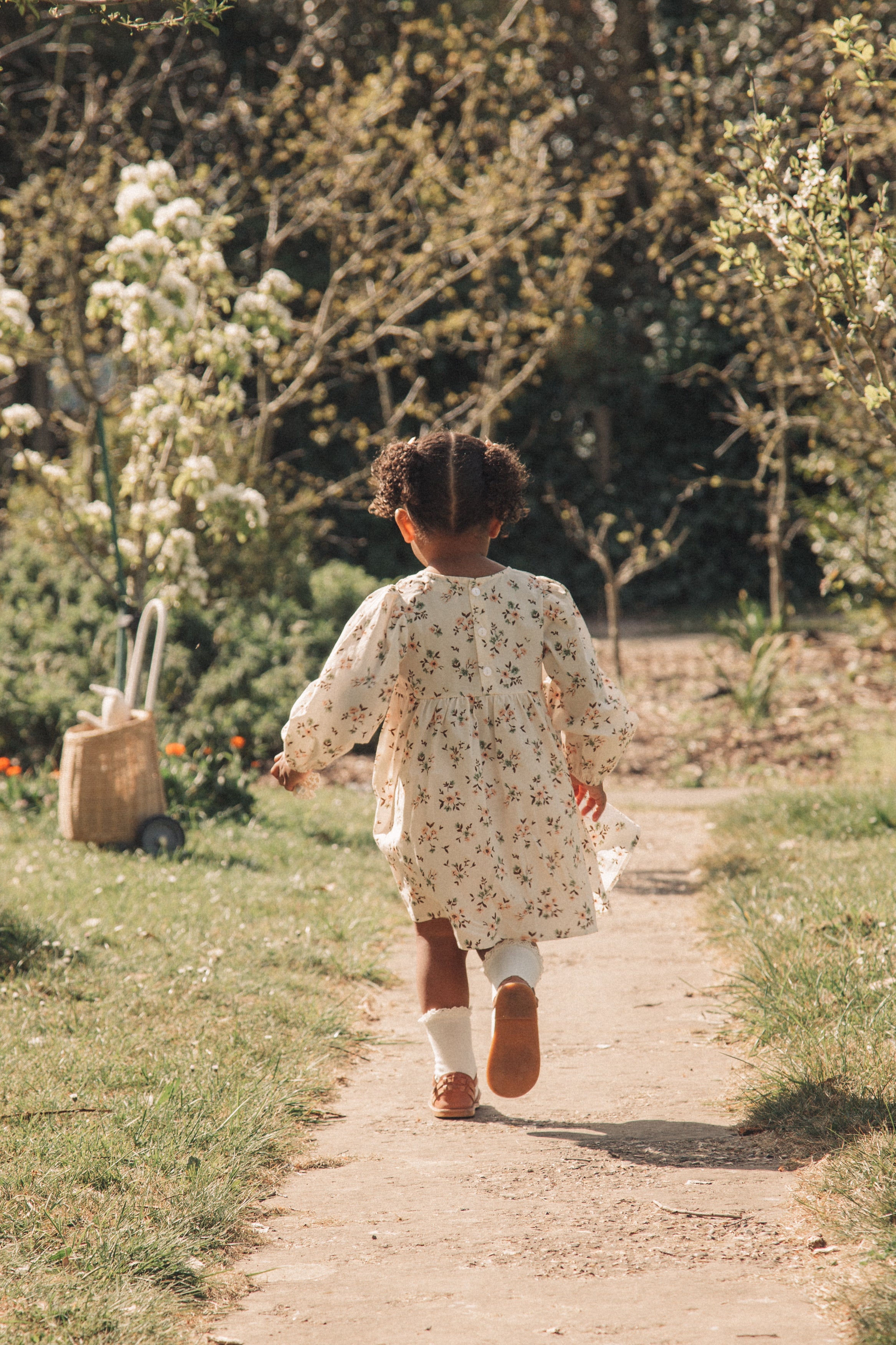 Mocha/Floral Puff Sleeve Dress