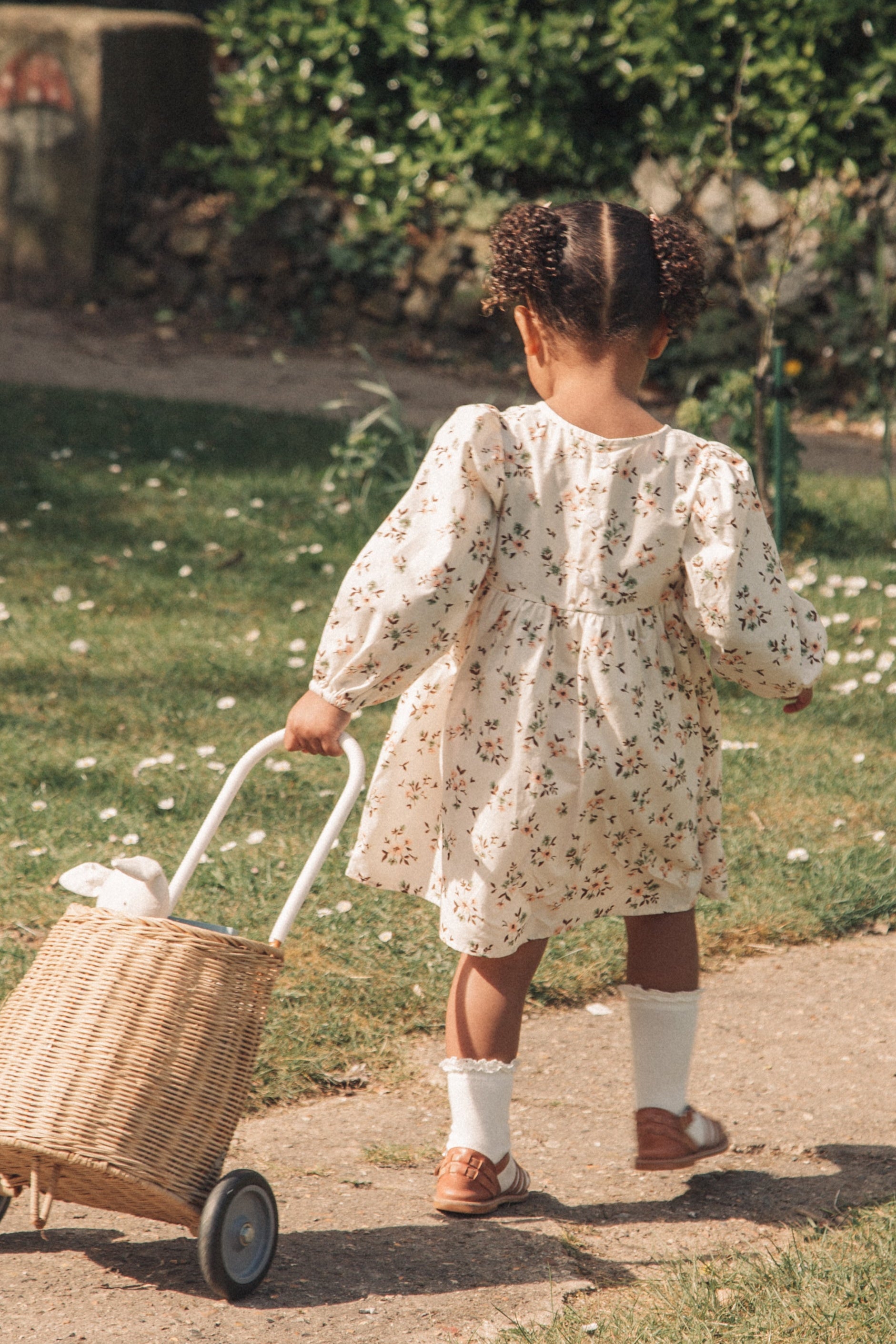Mocha/Floral Puff Sleeve Dress
