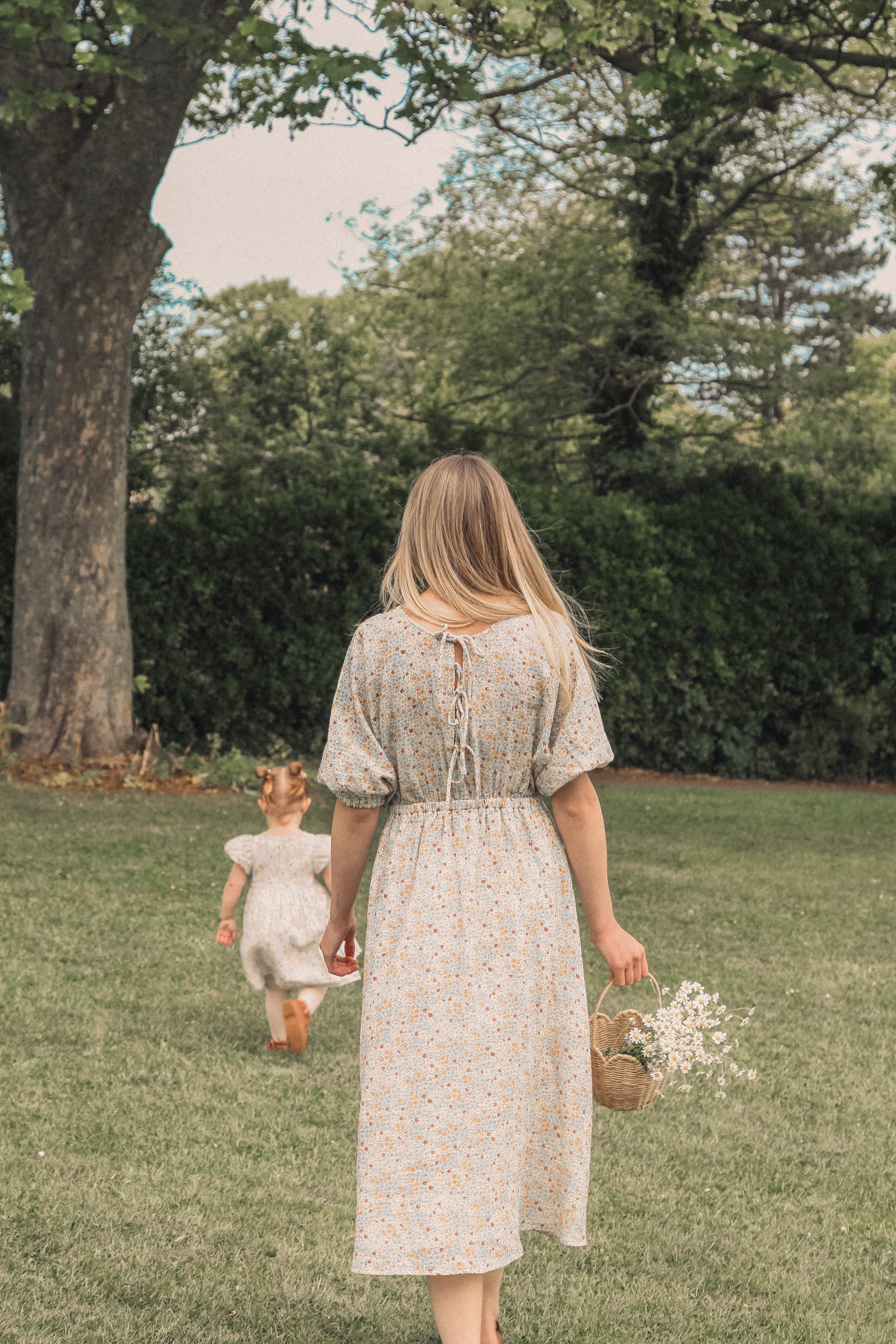 Blue Wildflowers/Muslin Ladies Midi Dress