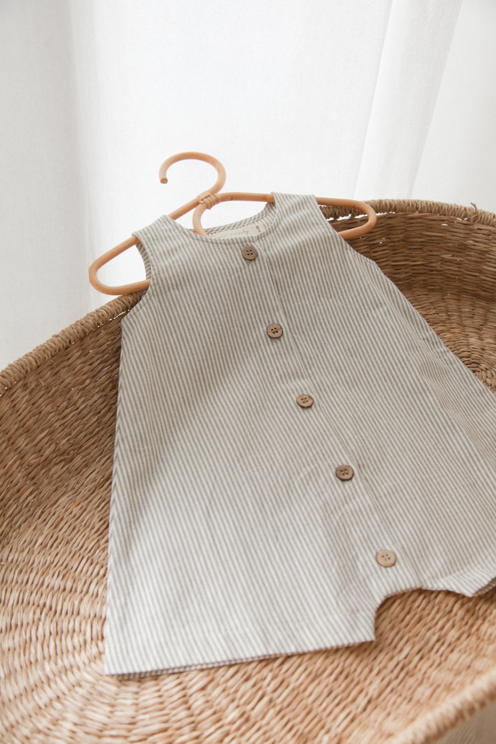 WHOLESALE Green/Stripe Cotton Button Front Playsuit