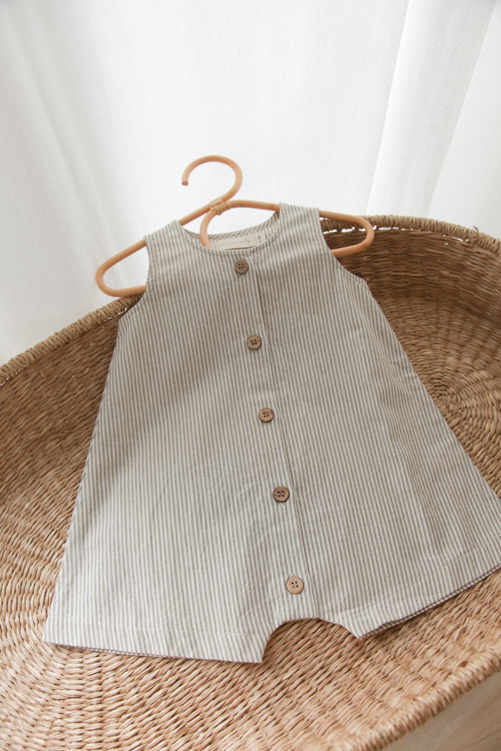 Green/Stripe Cotton Button Front Playsuit