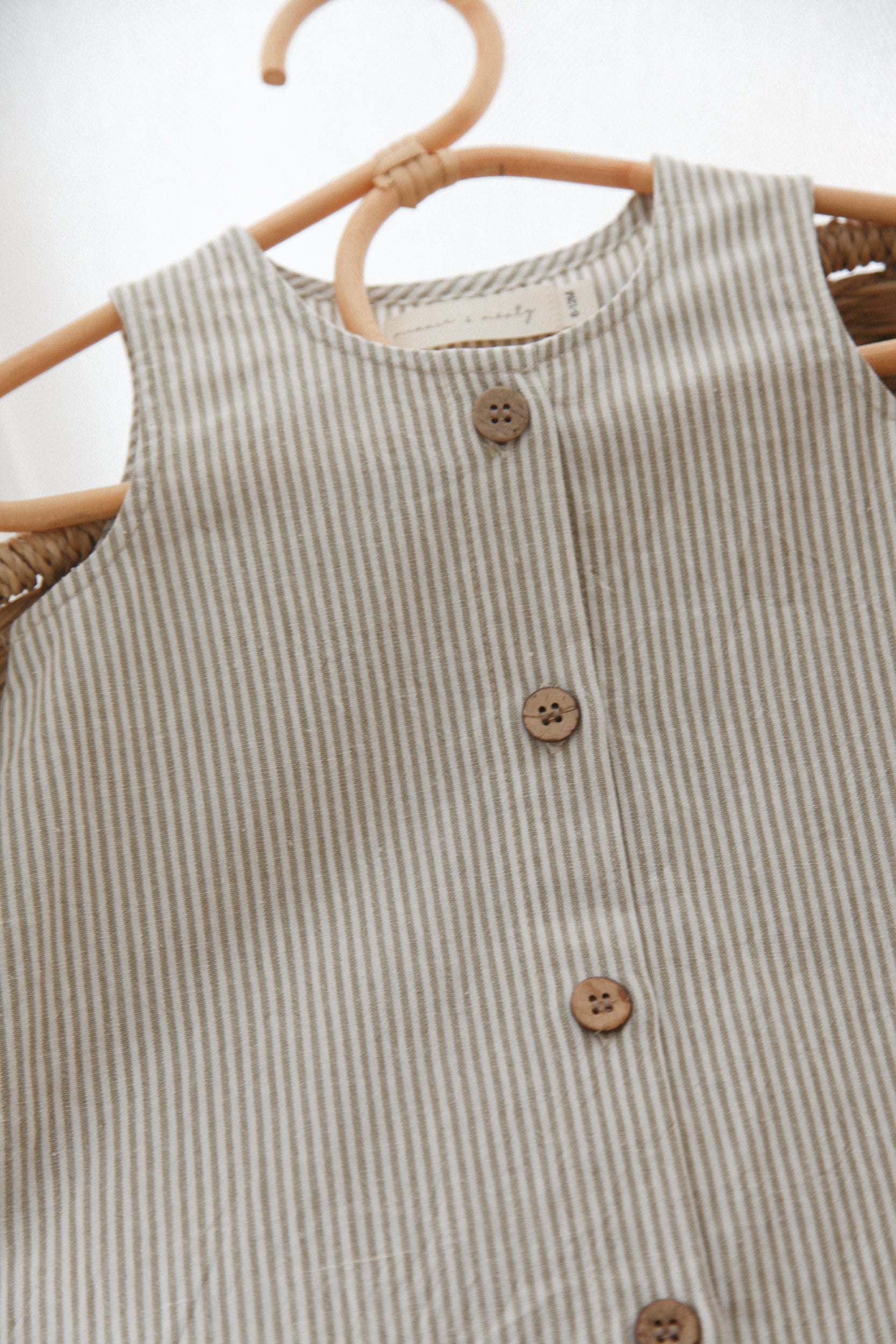 Green/Stripe Cotton Button Front Playsuit
