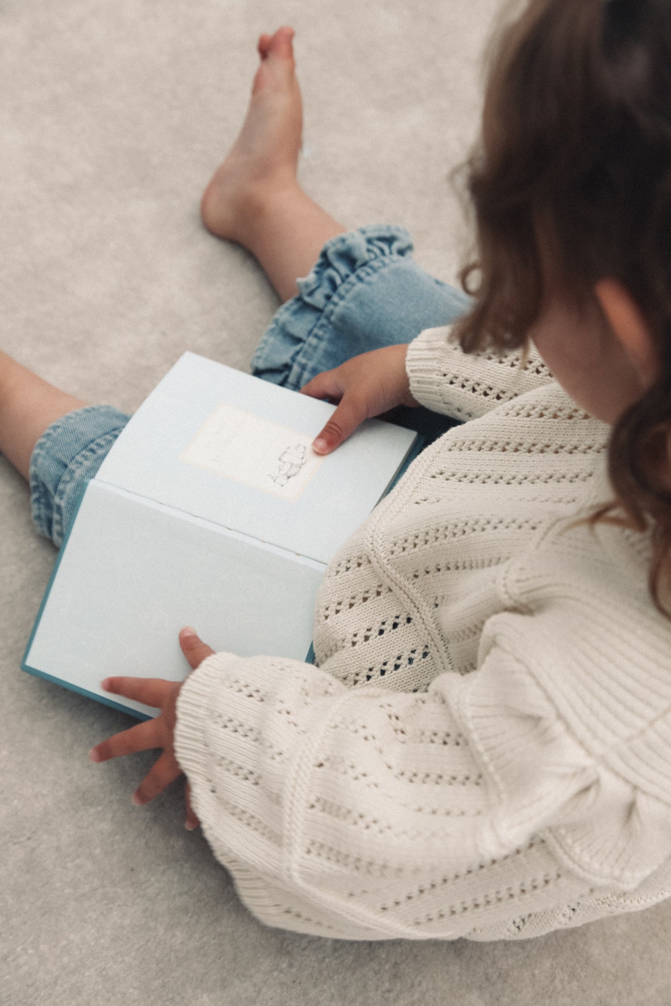 Cream Cotton Flare Sleeve Openwork Knit Jumper