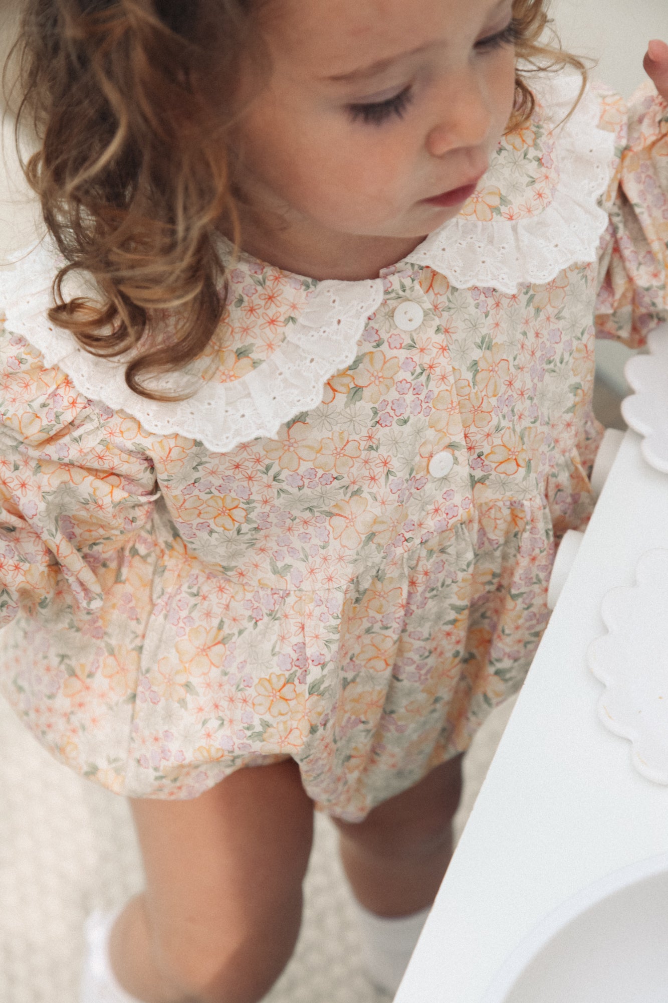 Spring Meadow Broderie Frill Collar Romper