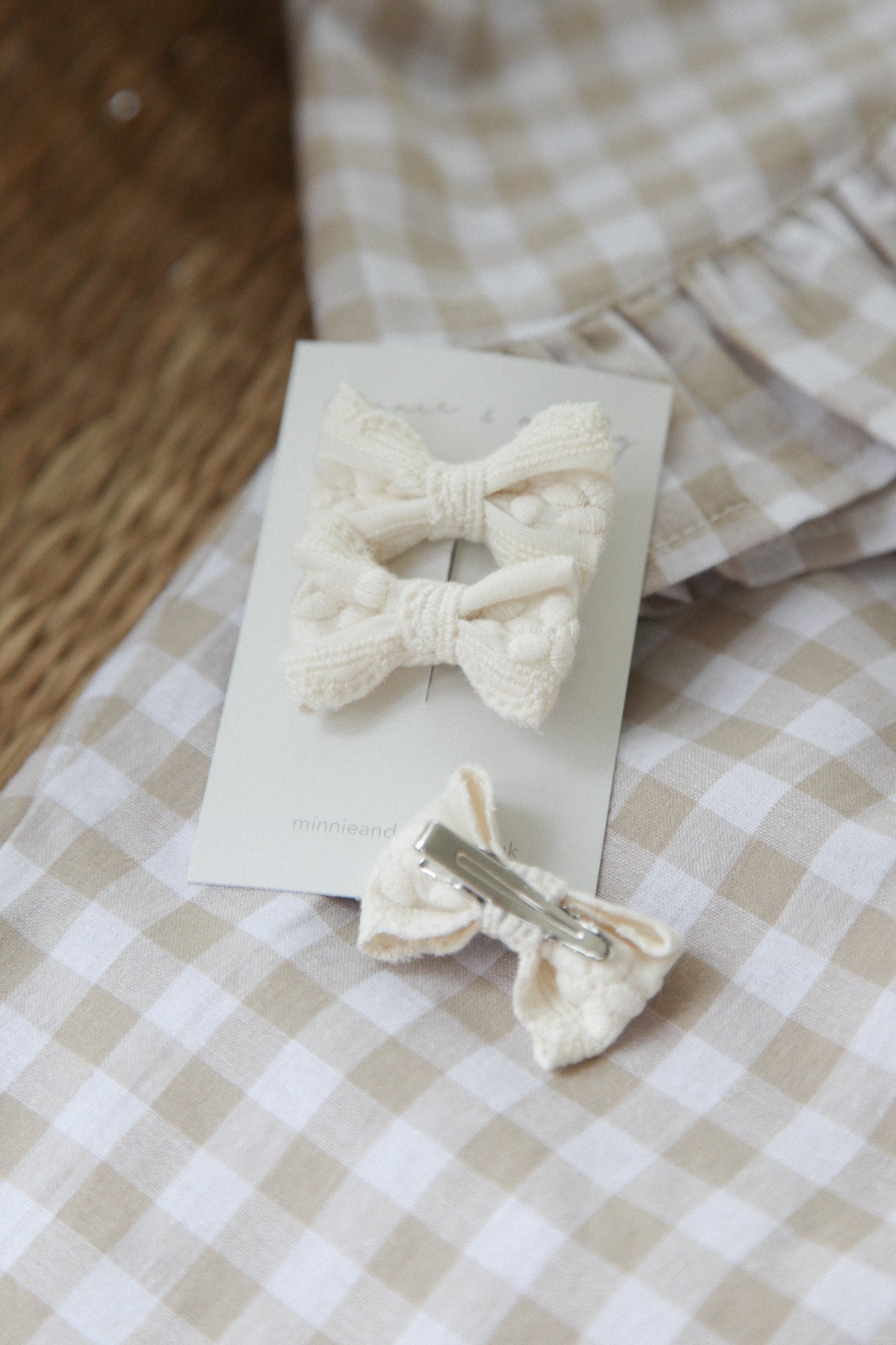 Cotton/Embroidered Small Bow Slides (2 pack)