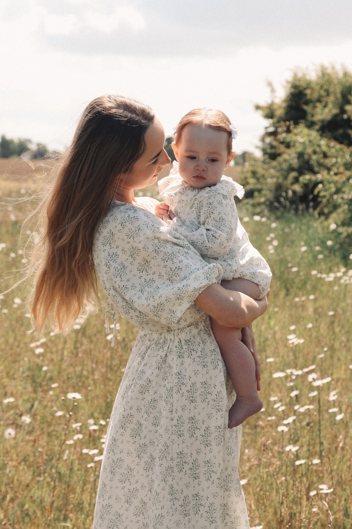 Olive Leaves/Muslin MAMA Midi Dress