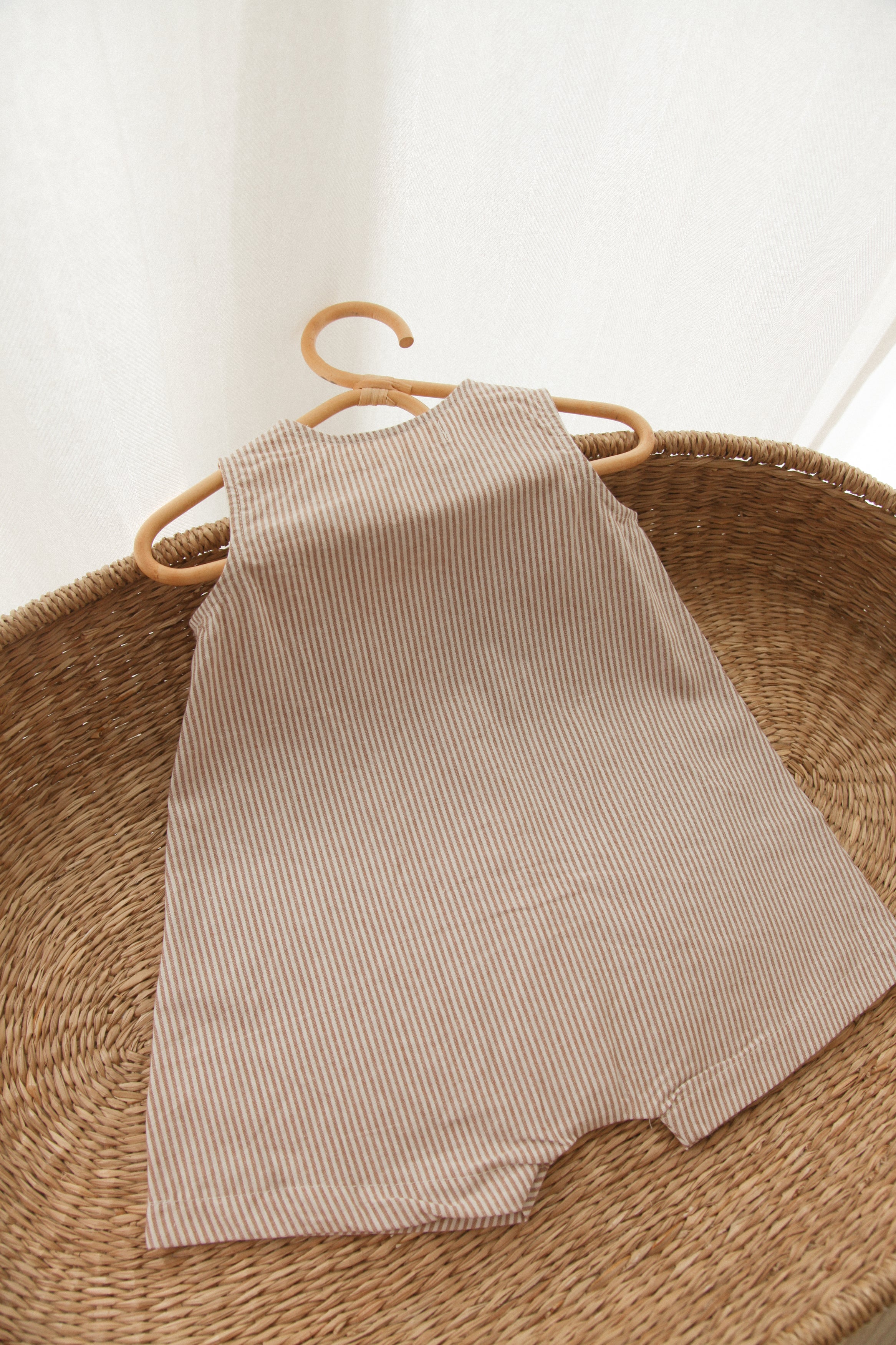 Brown/Stripe Cotton Button Front Playsuit