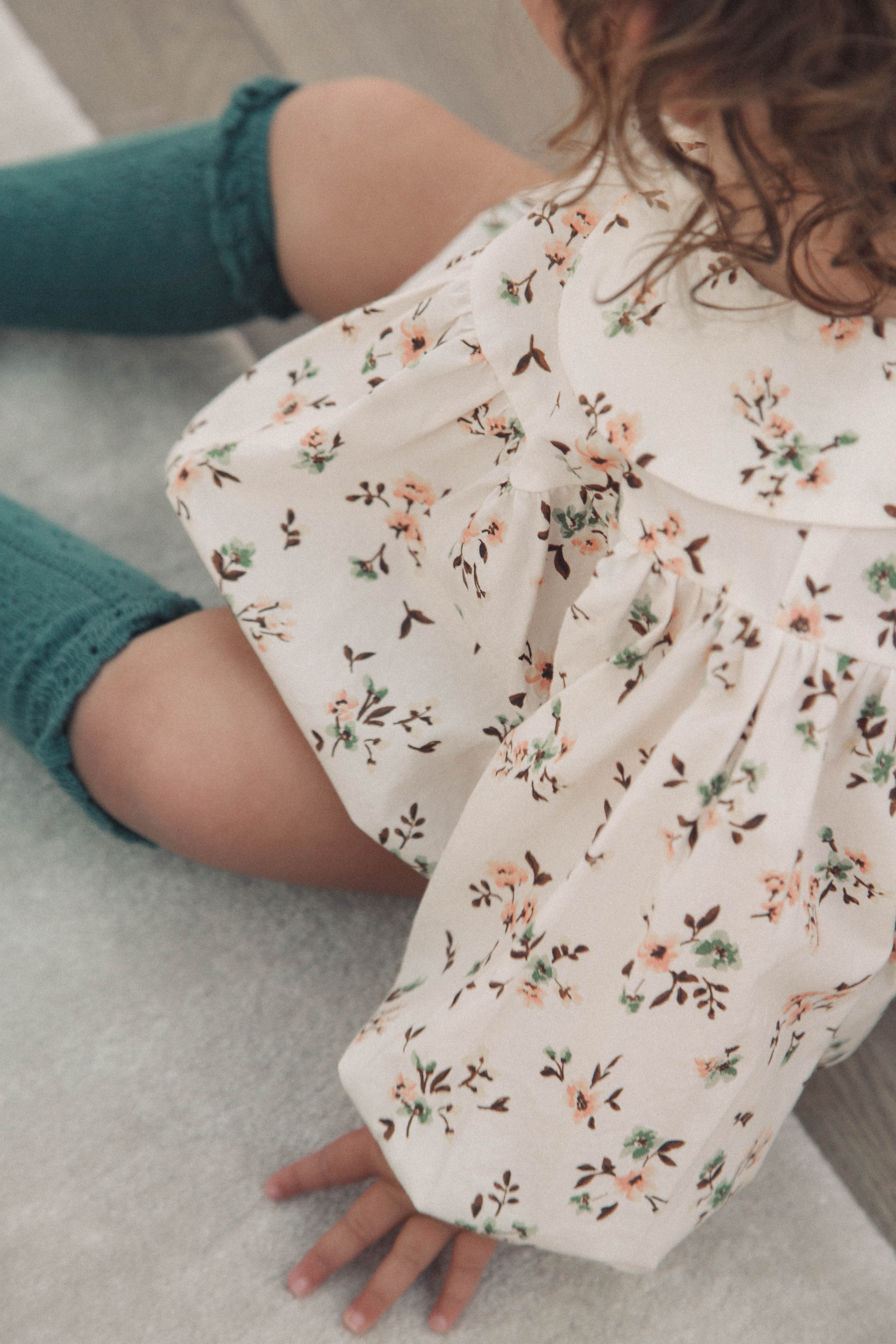 Mocha/Floral Long Sleeve Romper