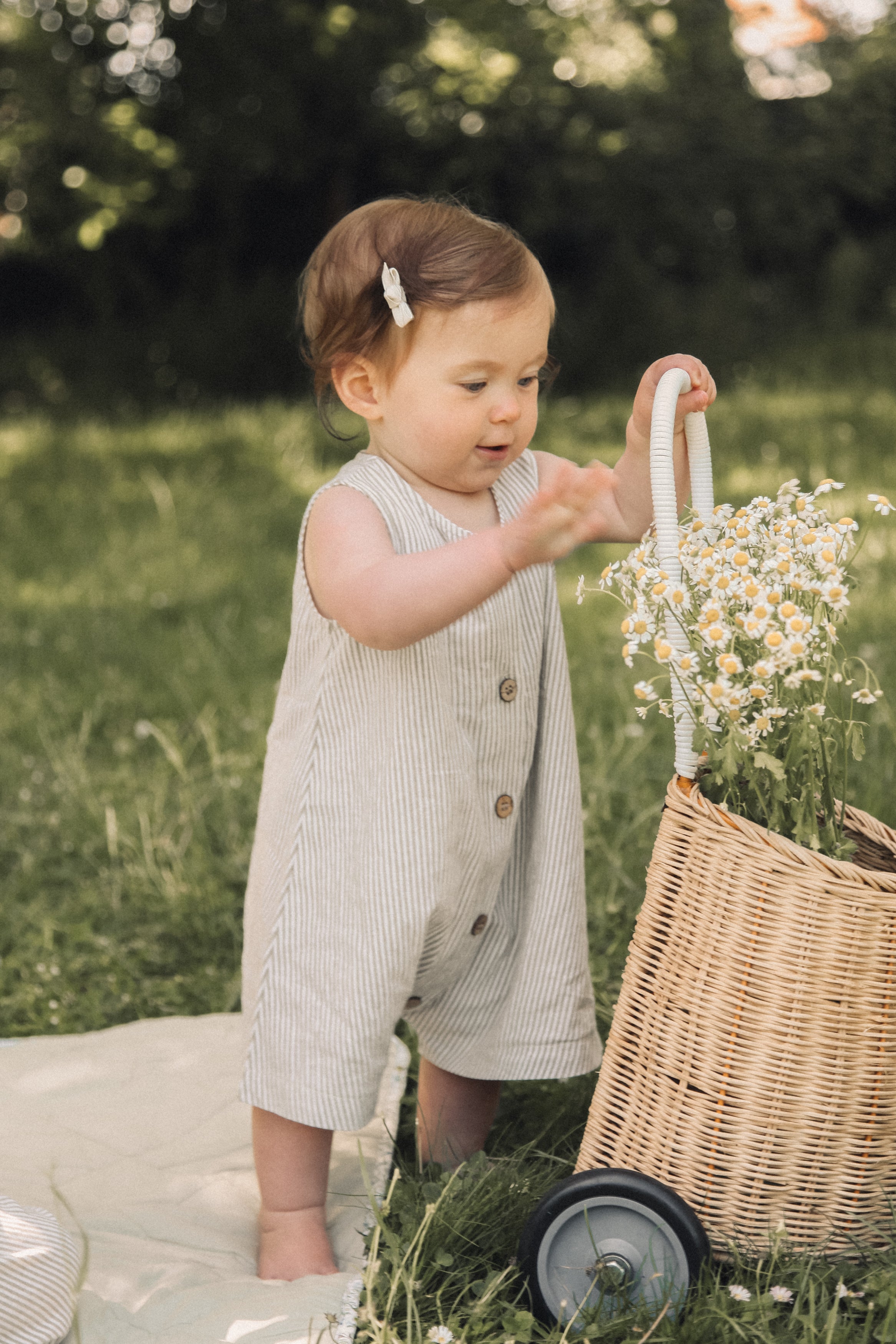 Green/Stripe Cotton Button Front Playsuit