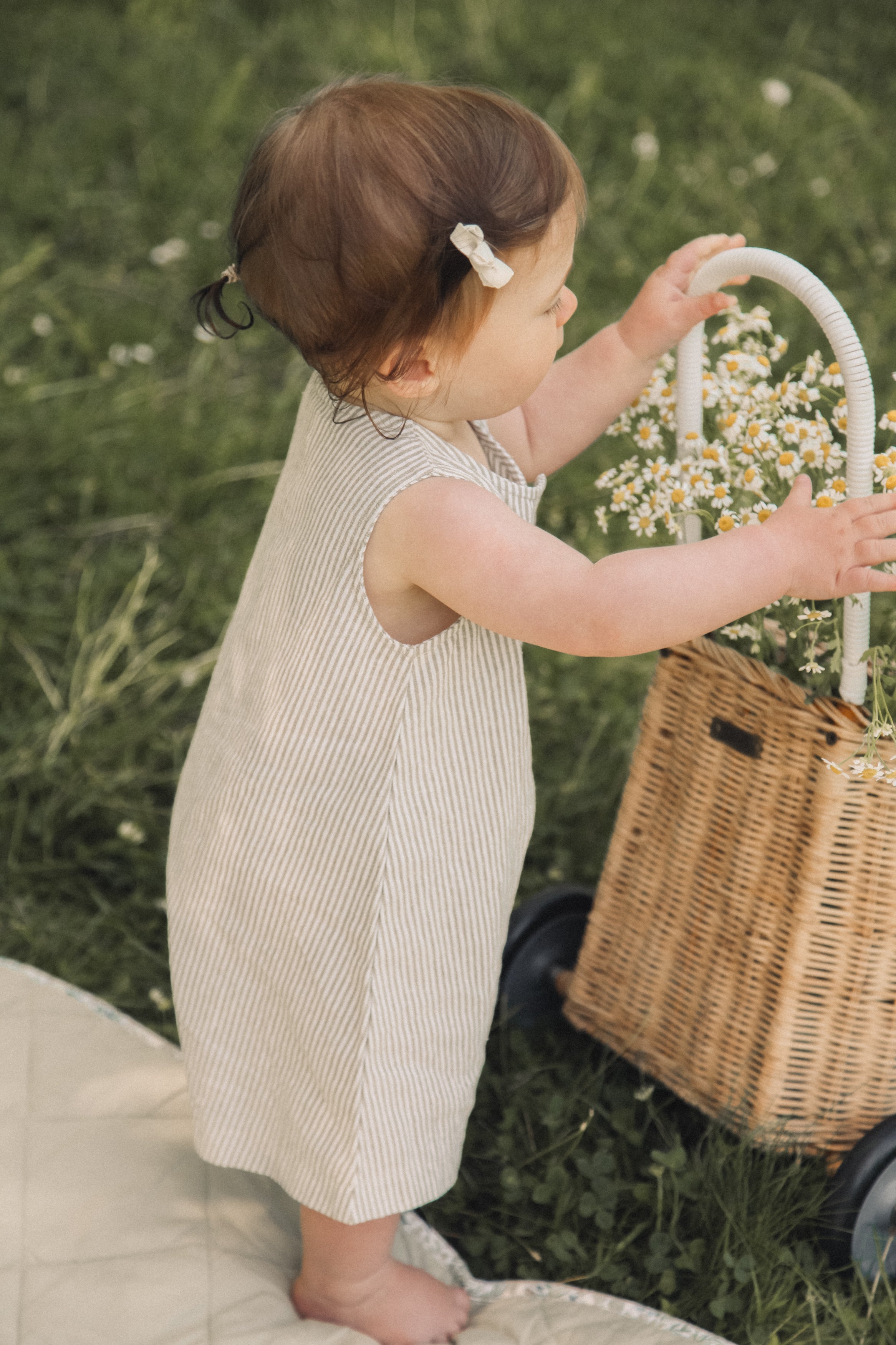 Green/Stripe Cotton Button Front Playsuit