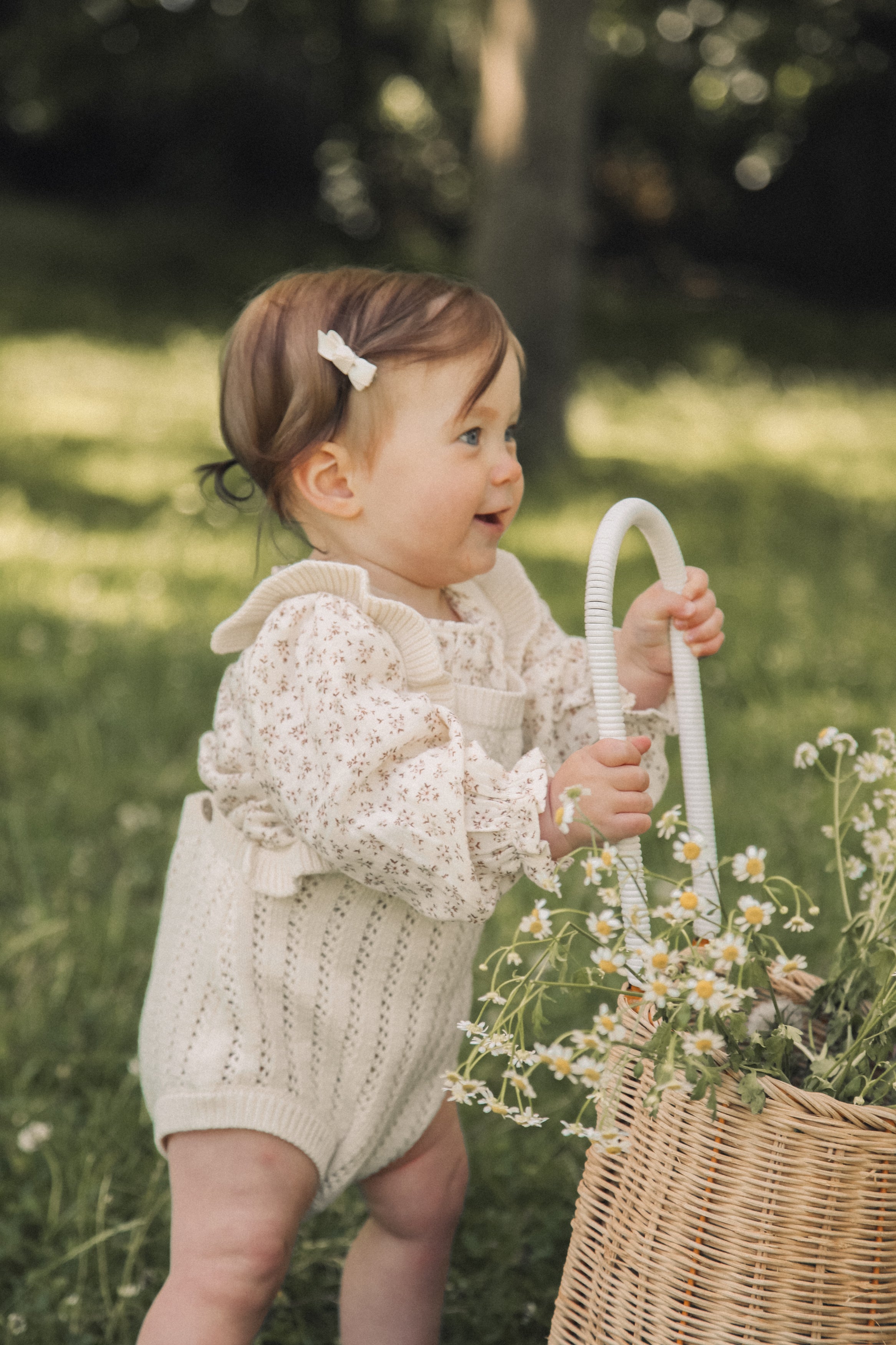 Cream Organic Cotton Frill Sleeve Knitted Romper