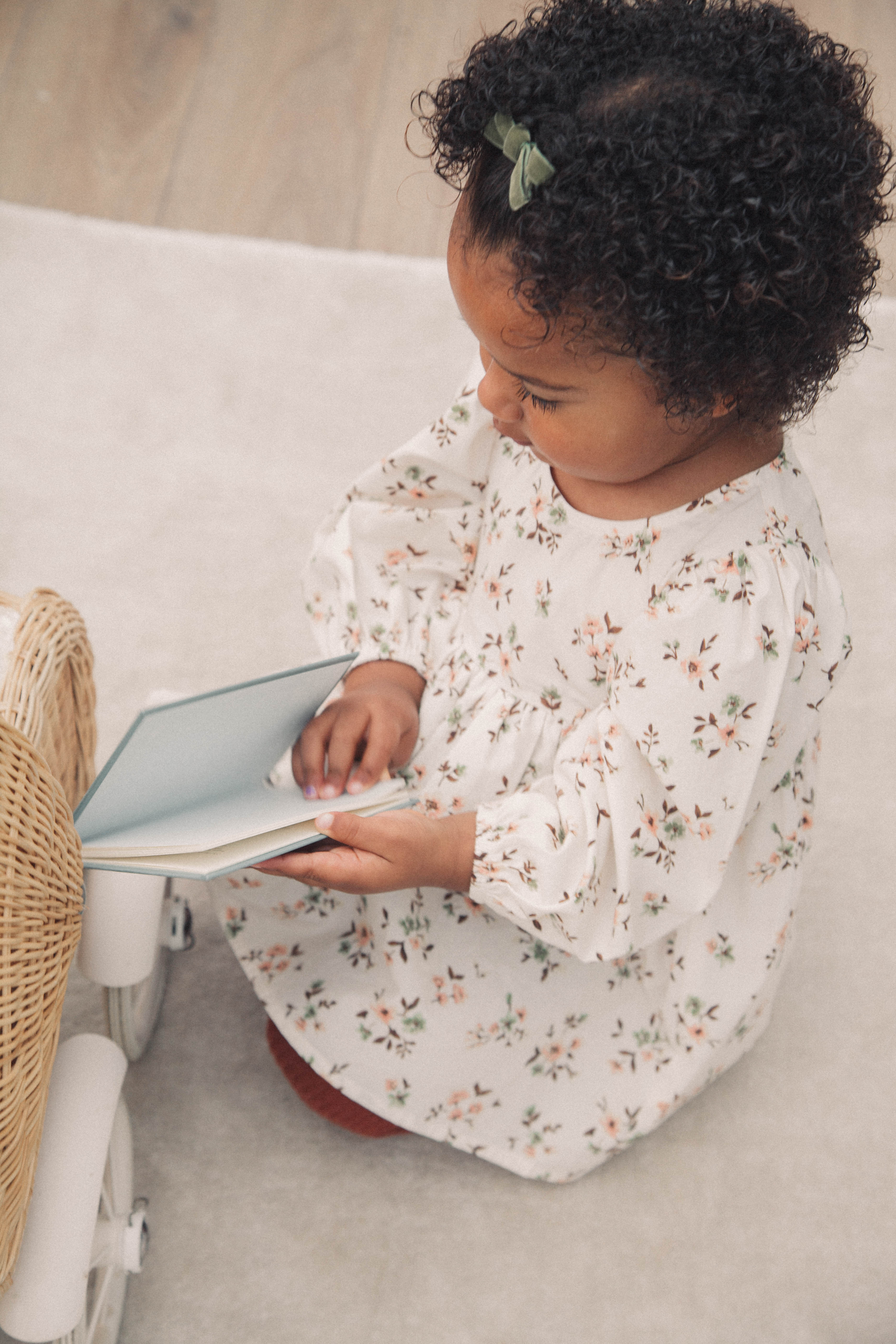 Mocha/Floral Puff Sleeve Dress