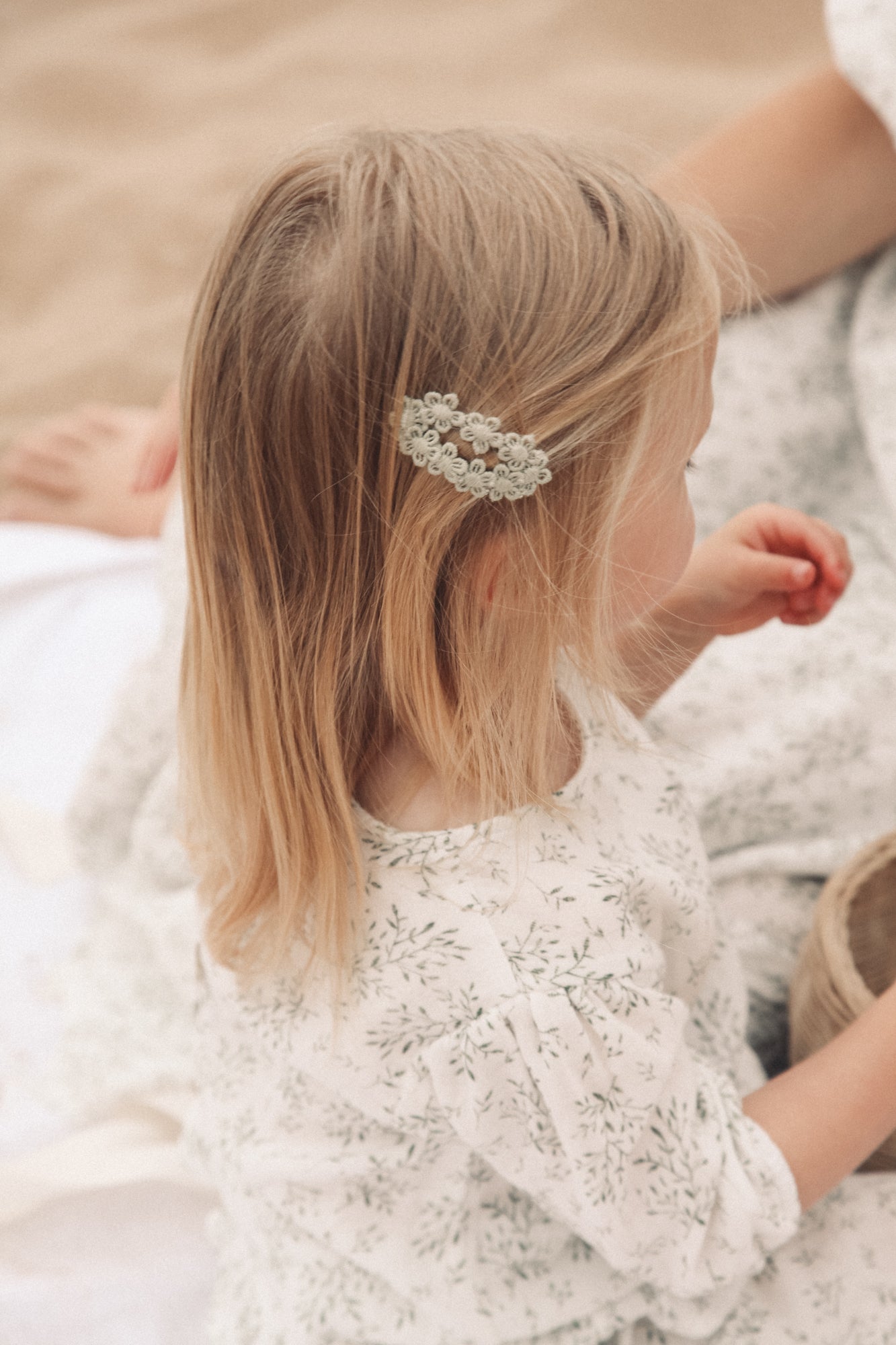 Olive Cotton Daisy Chain Snap Clip (2 pack)