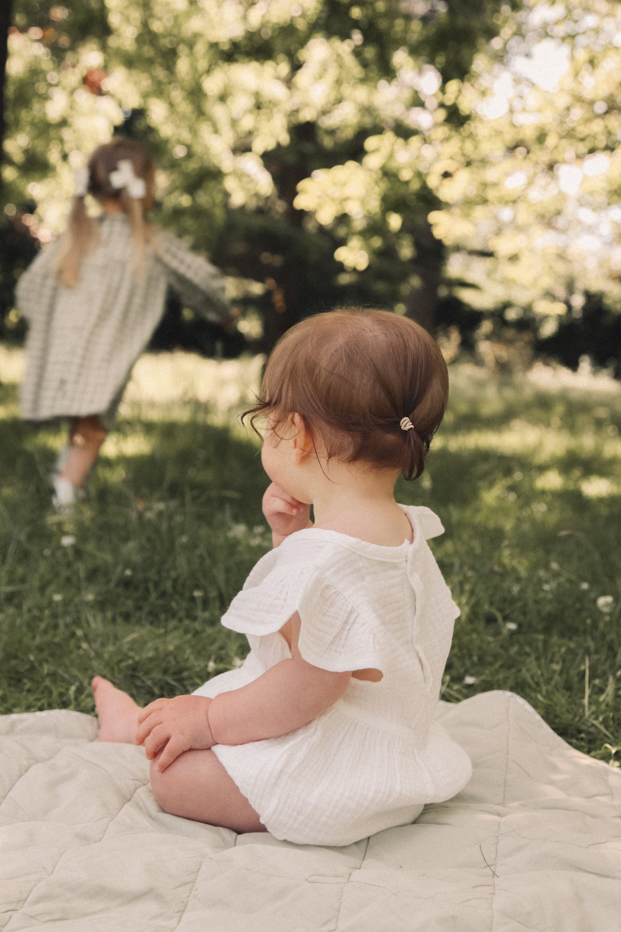 White Frill Short Sleeve Muslin Romper