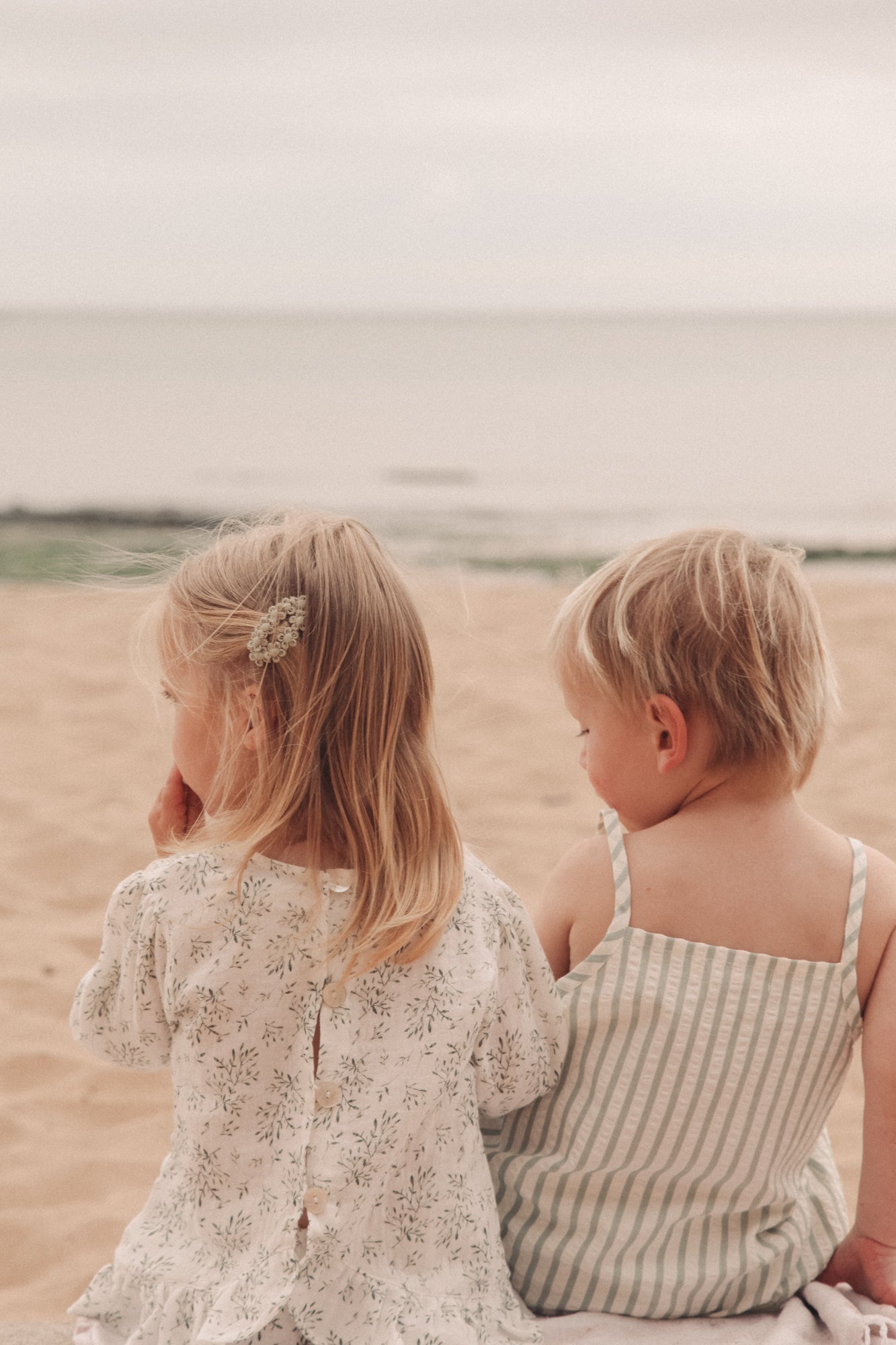 Olive Cotton Daisy Chain Snap Clip (2 pack)