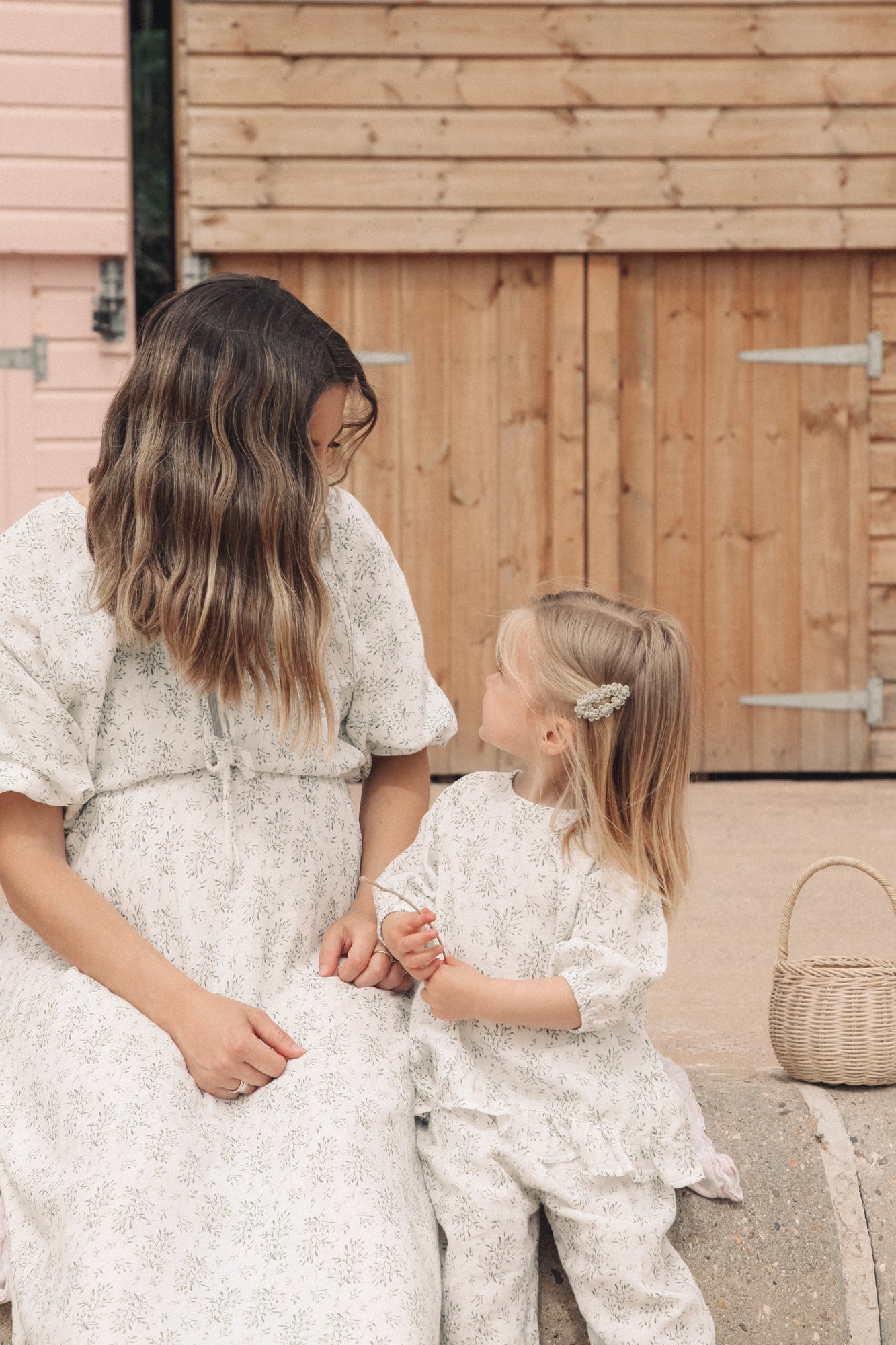 Olive Cotton Daisy Chain Snap Clip (2 pack)