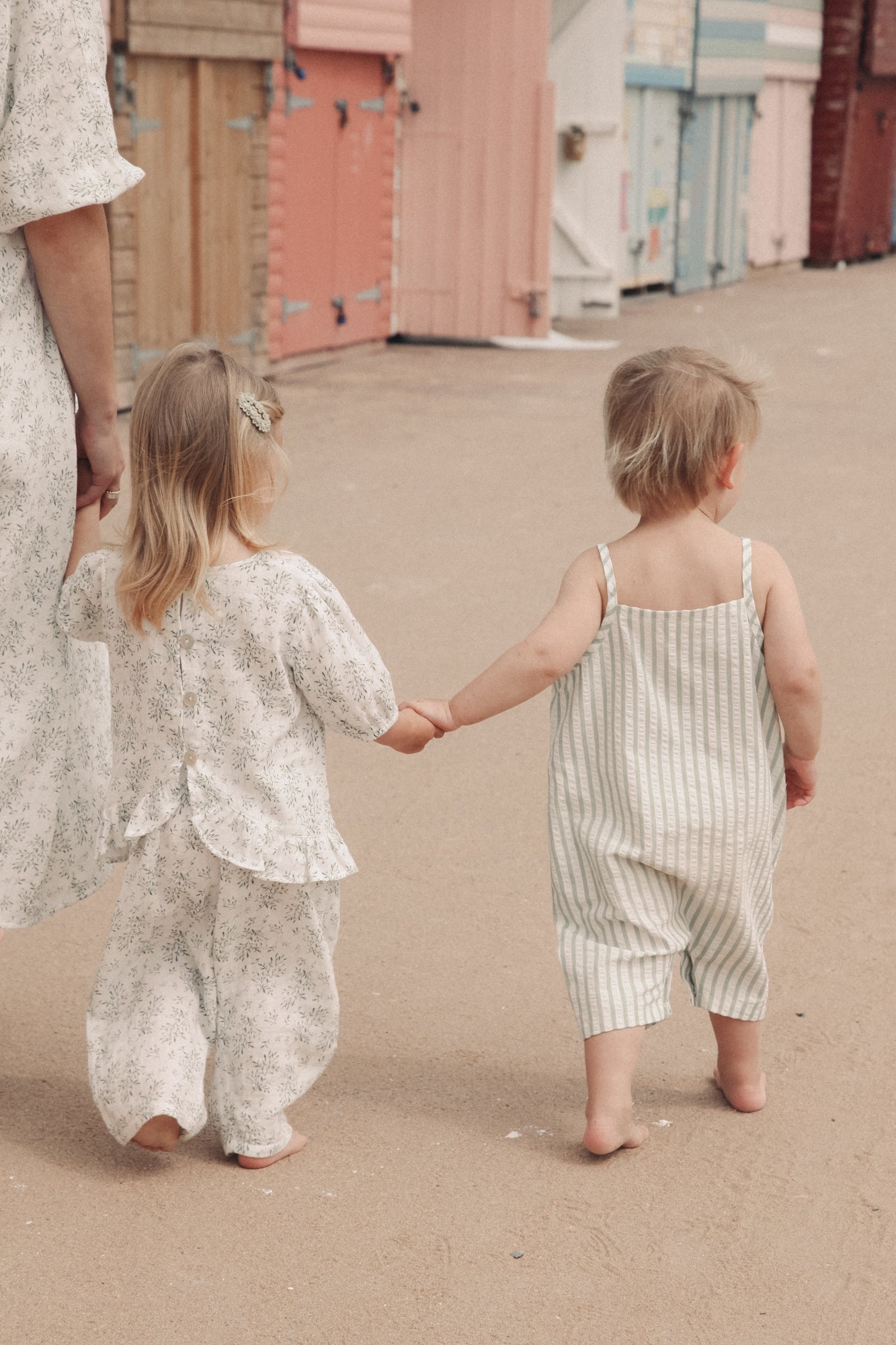 Unisex Green/White Seersucker Stripe Shortie Overalls