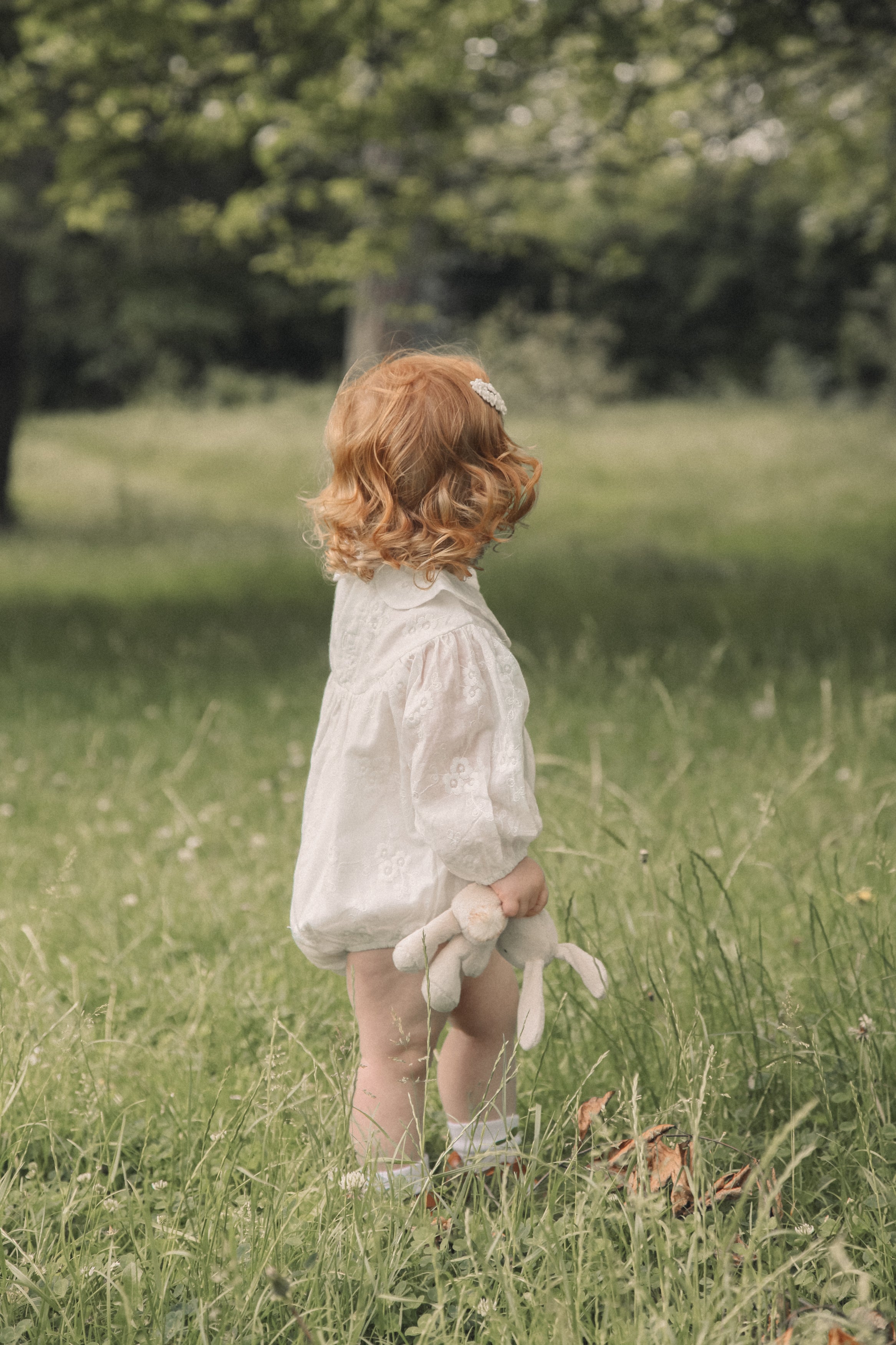 White/Embroidered Long Sleeve Romper