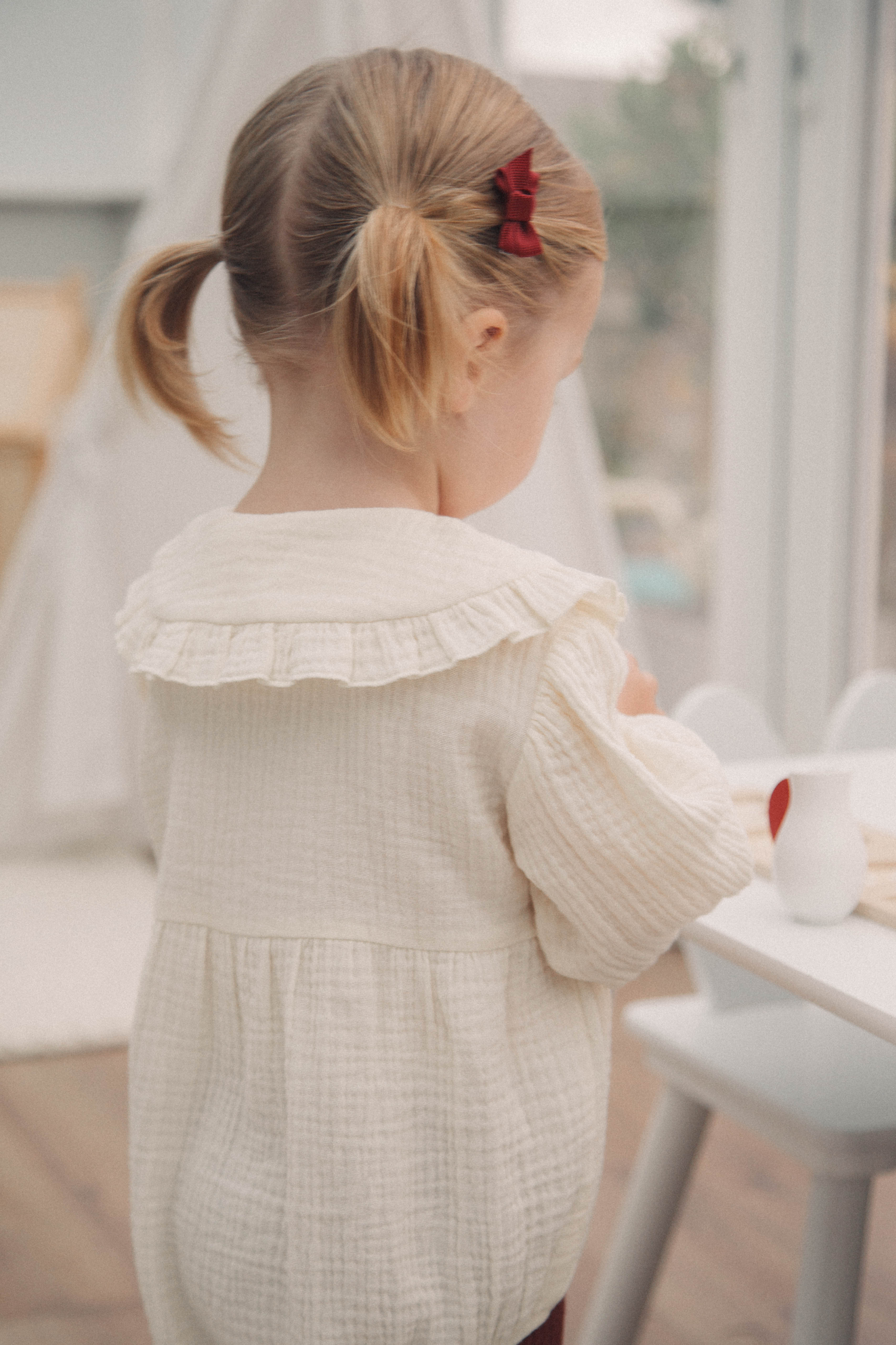 Buttermilk Frill Collar Muslin Romper
