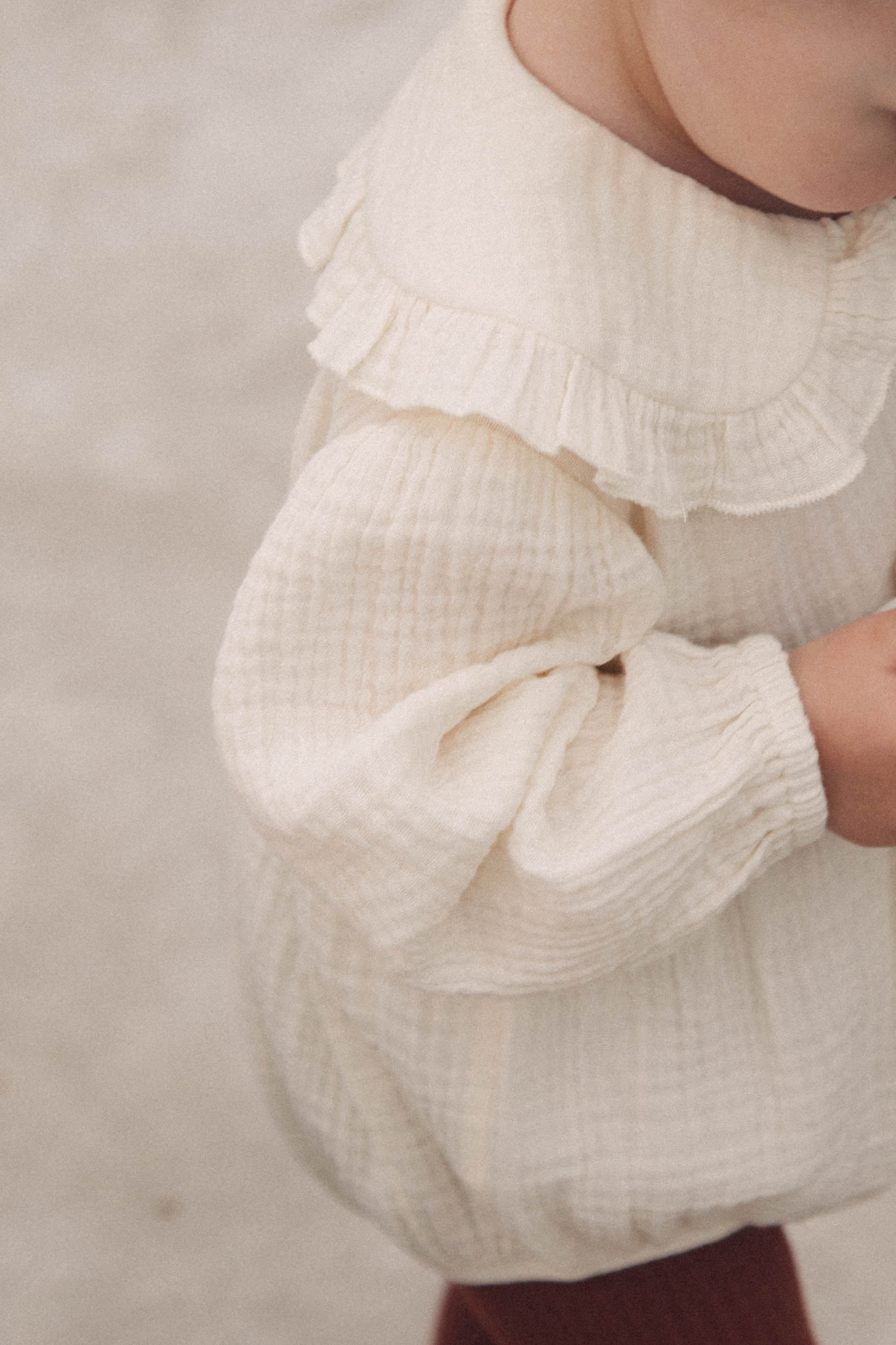 Buttermilk Frill Collar Muslin Romper