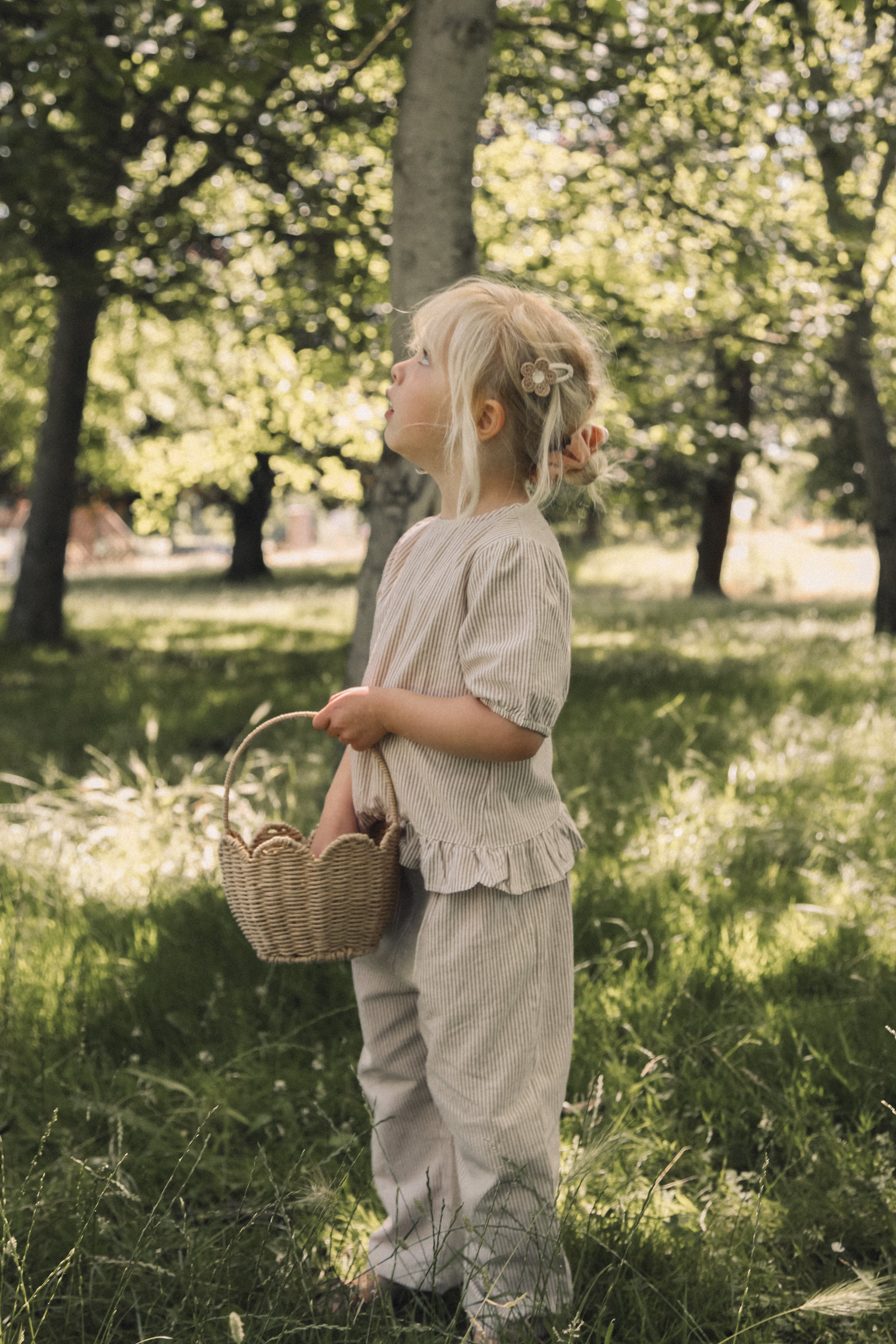 Brown/Stripe Cotton Oversized Trousers
