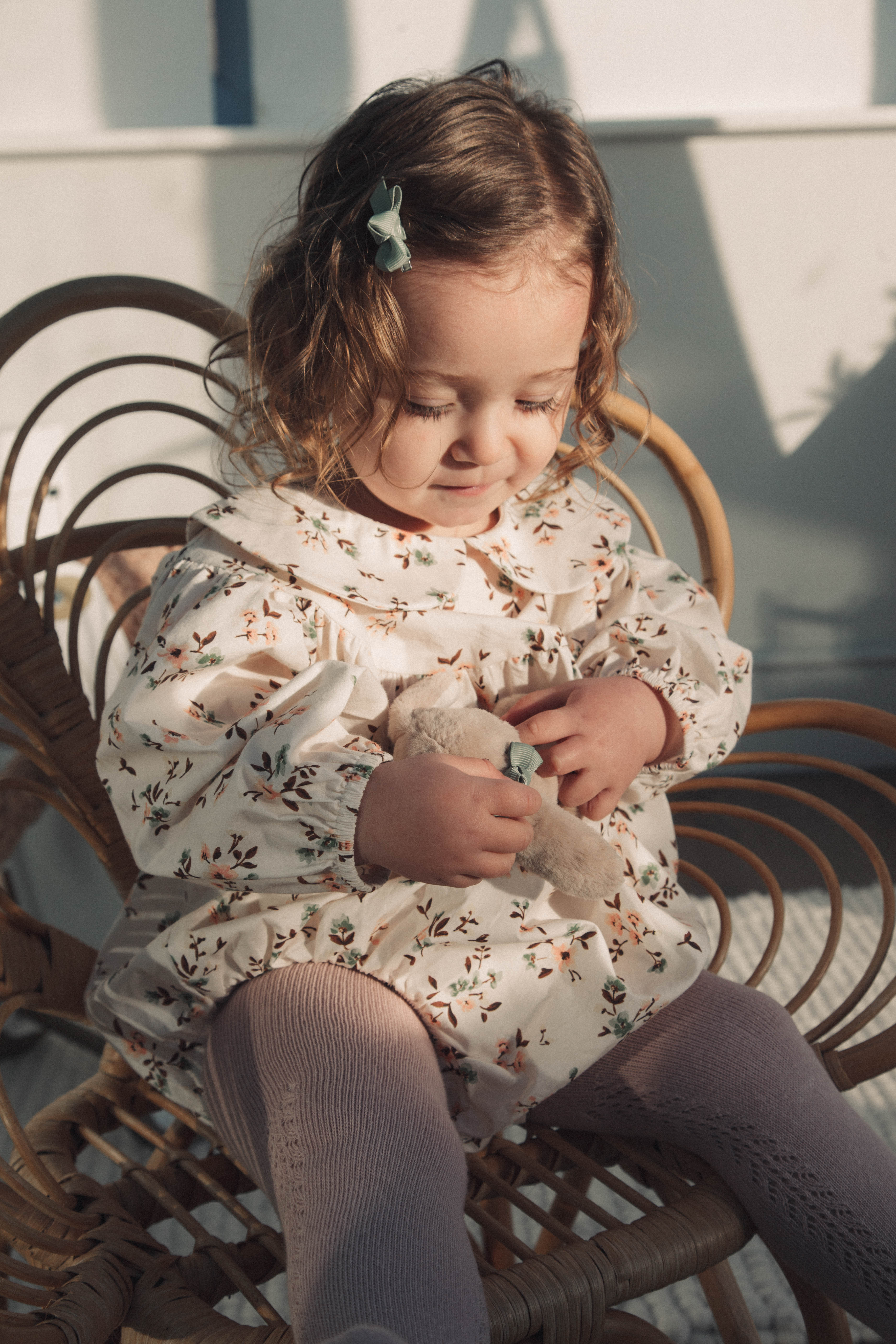 Mocha/Floral Long Sleeve Romper
