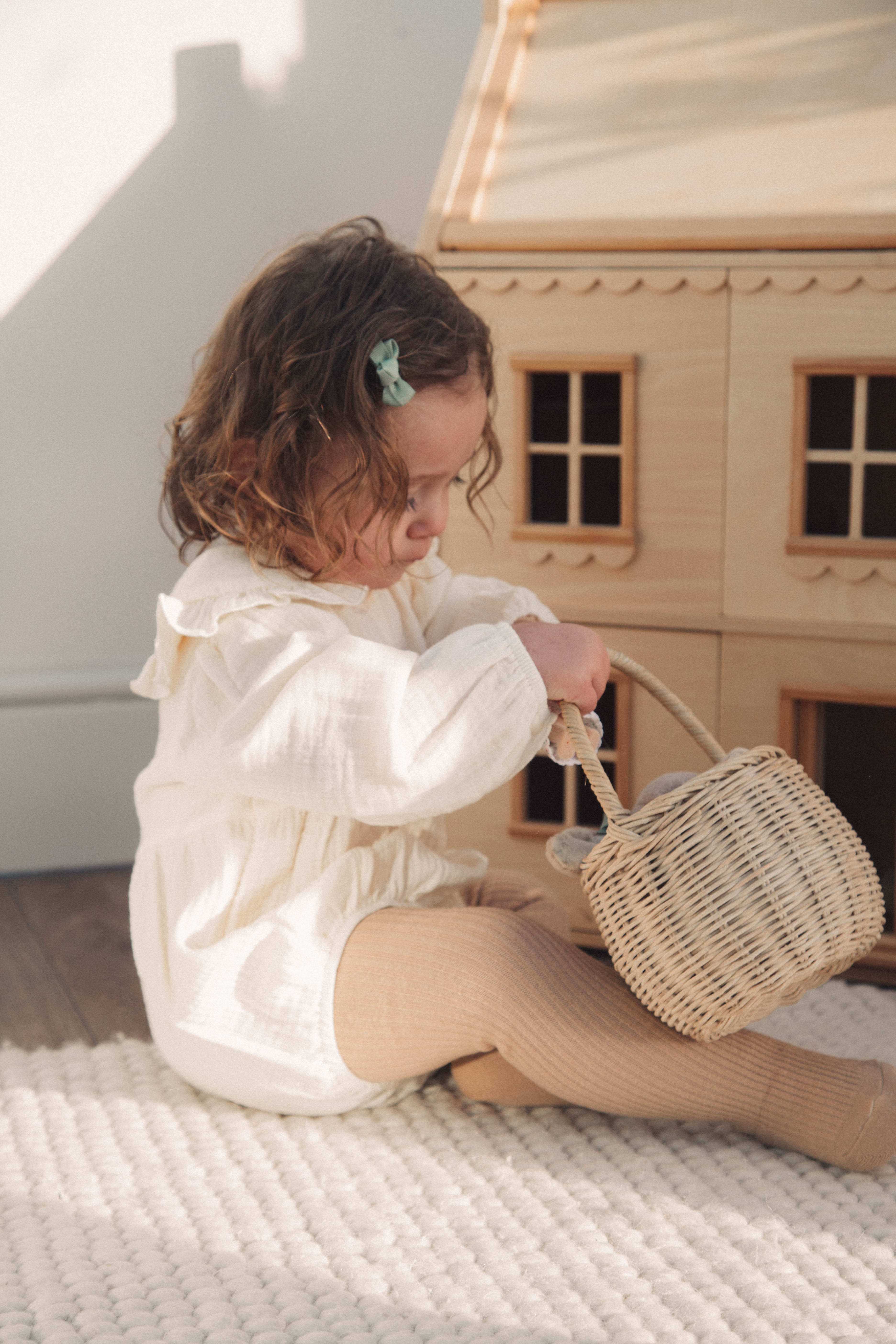 Buttermilk Frill Collar Muslin Romper