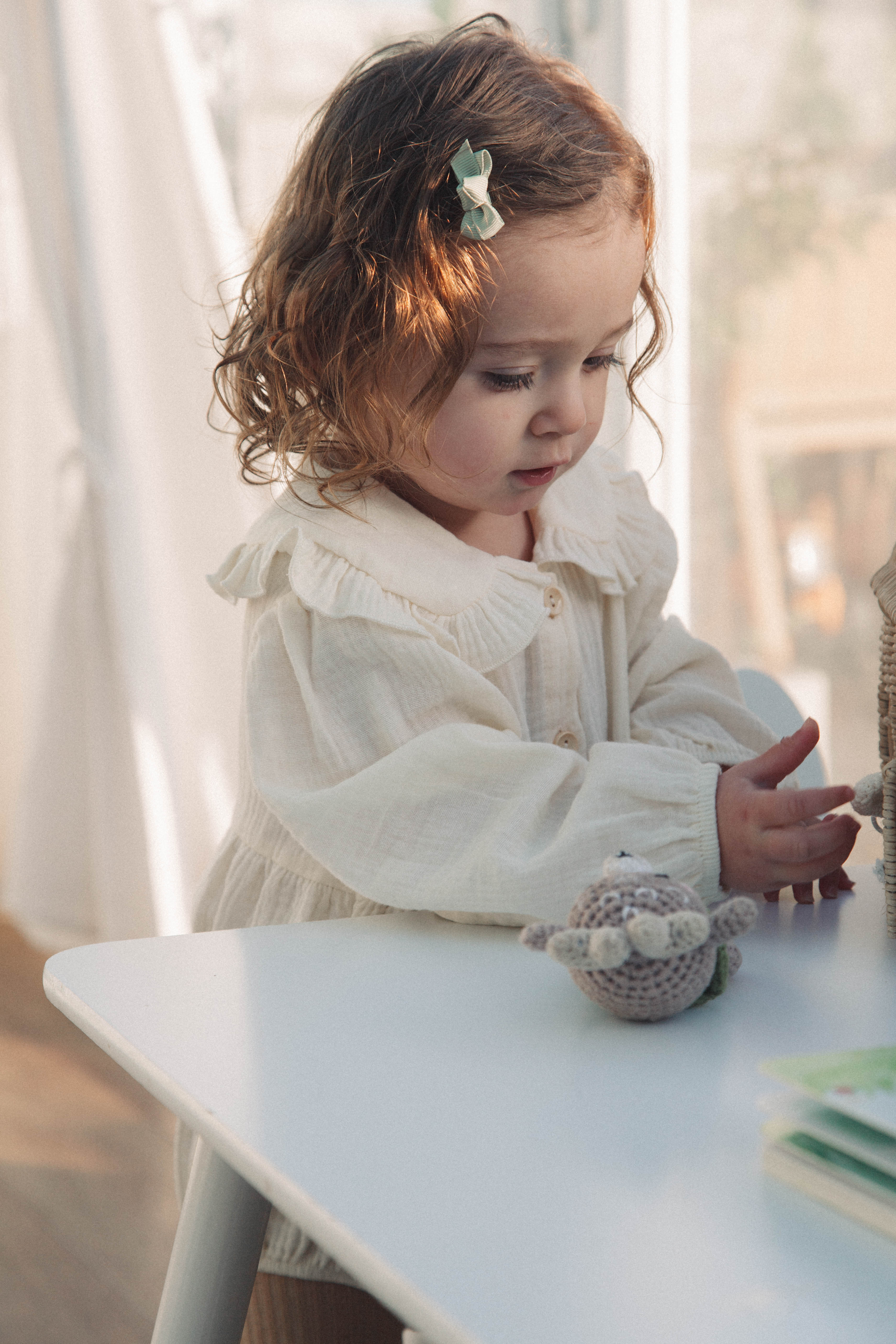 Buttermilk Frill Collar Muslin Romper