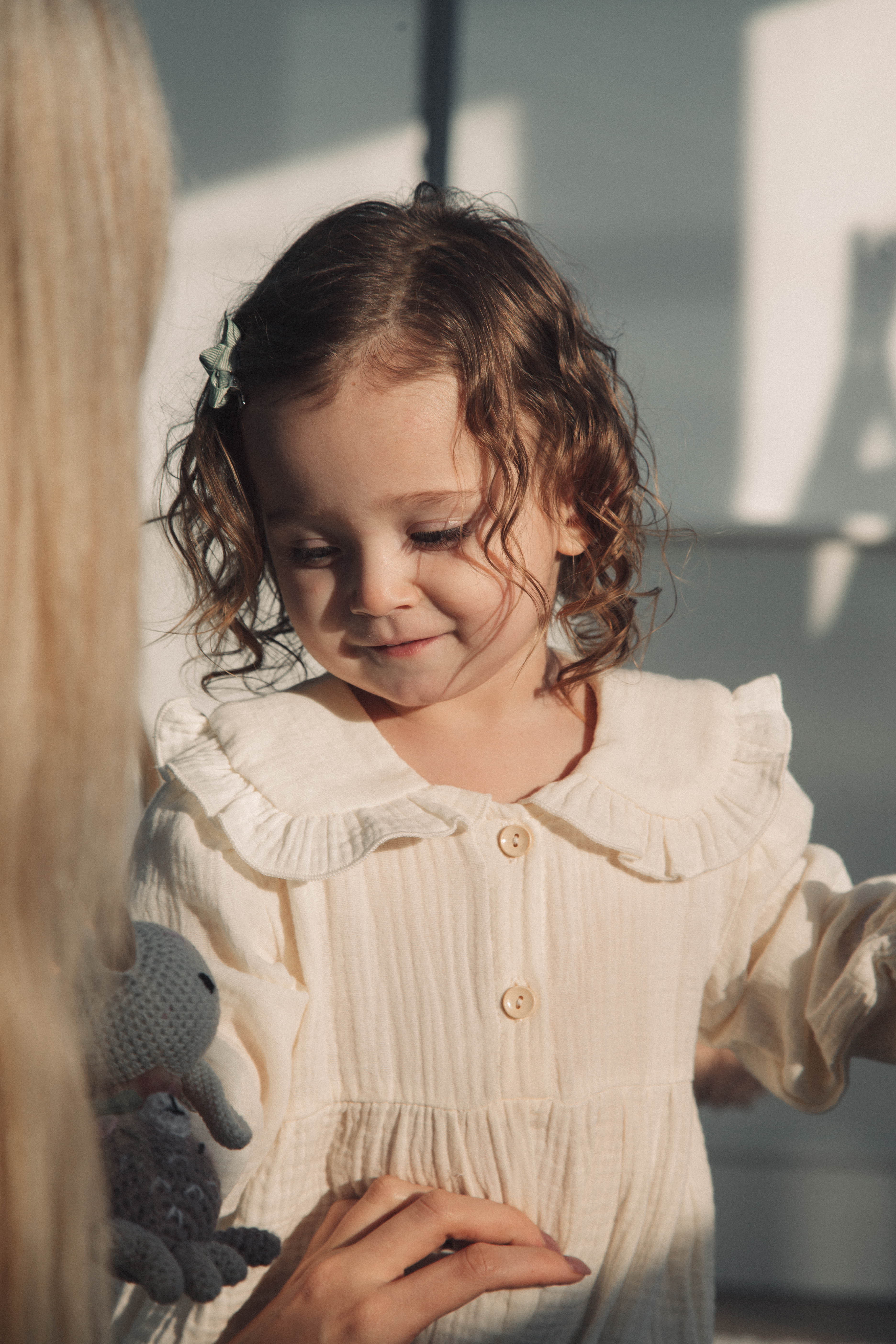 Buttermilk Frill Collar Muslin Romper