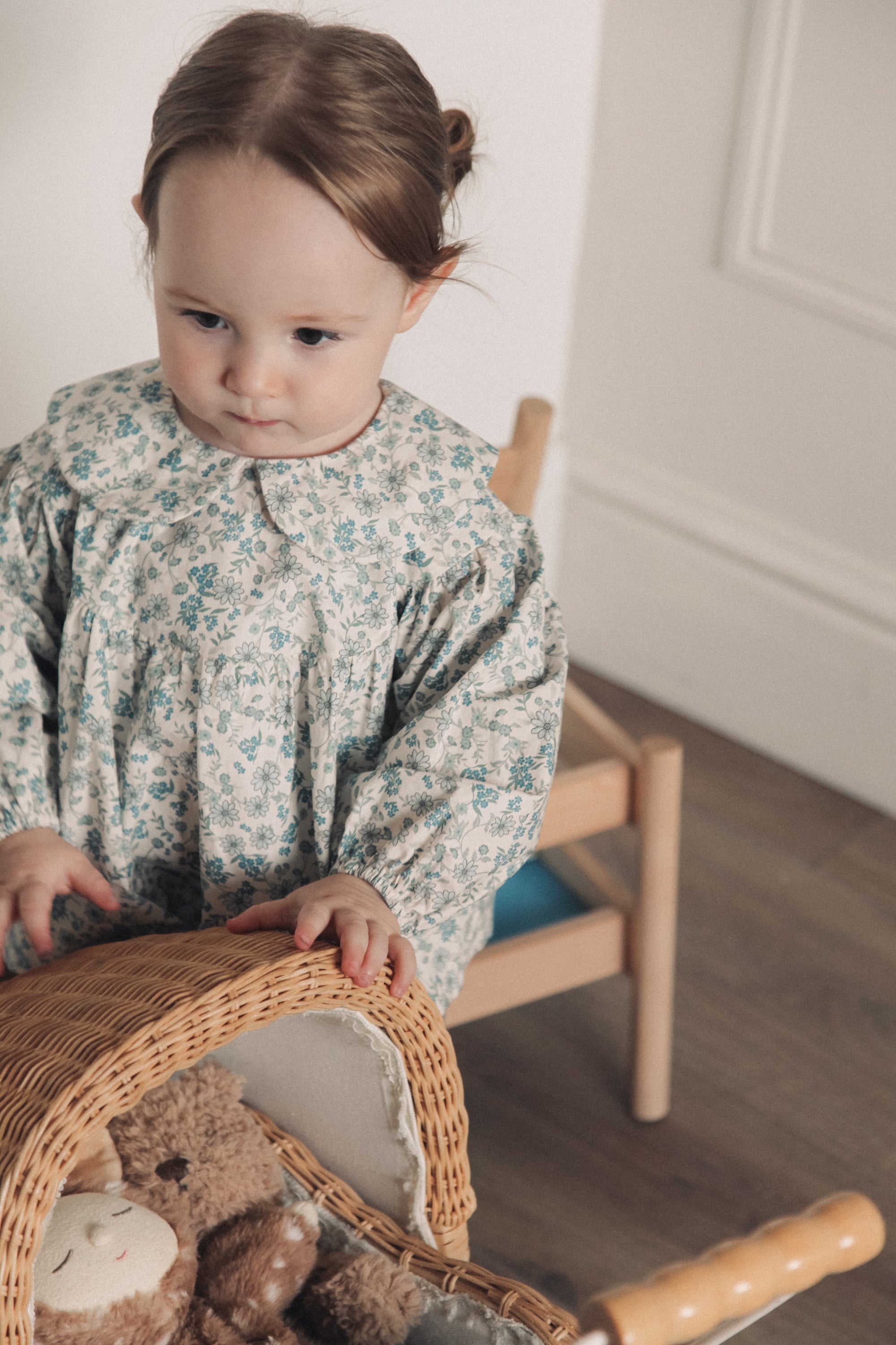 Winter/Blue Puff Sleeve Blouse & Bloomer Set