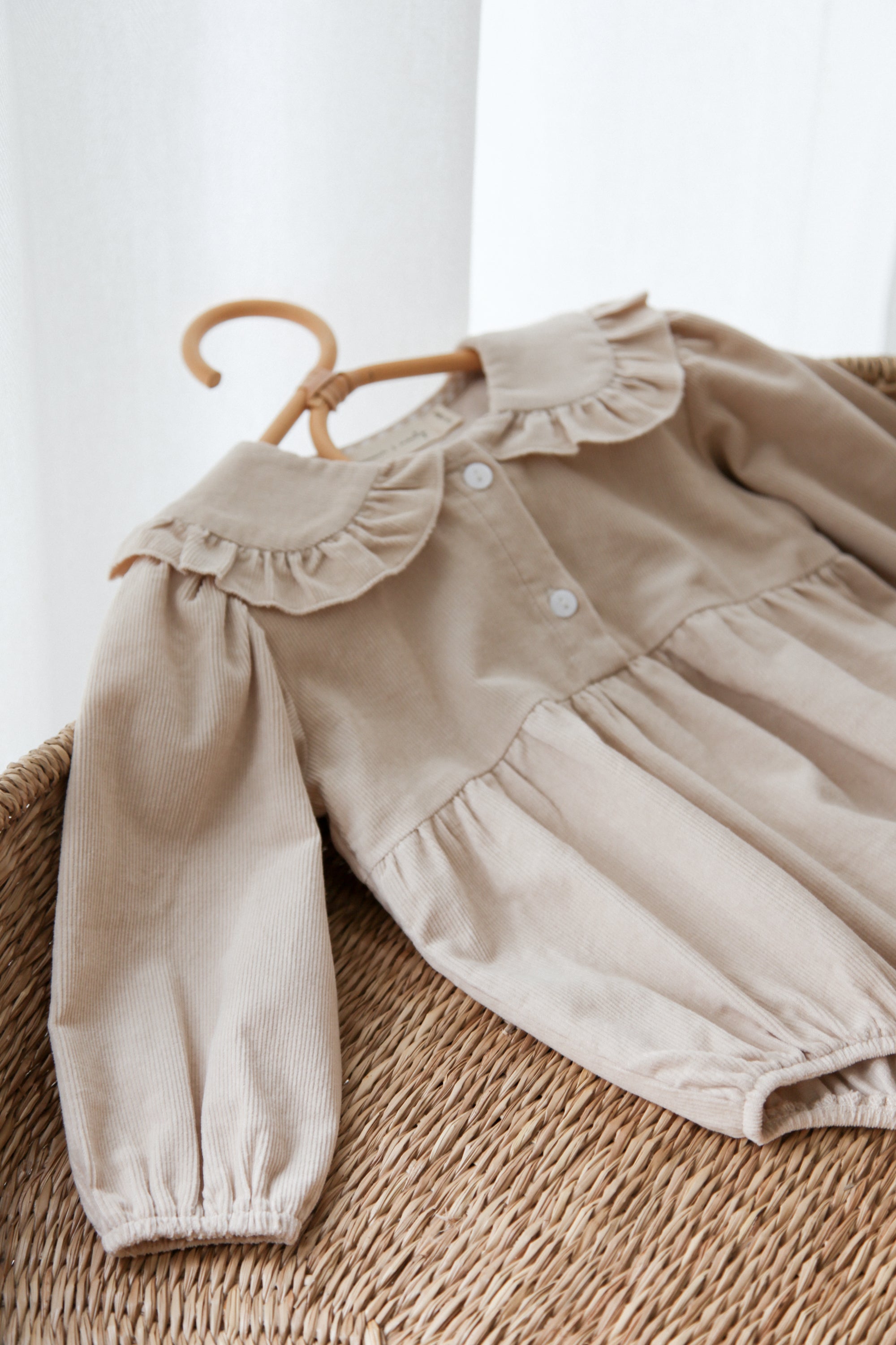 PRE-ORDER Stone/Cord Oversize Frill Collar Romper