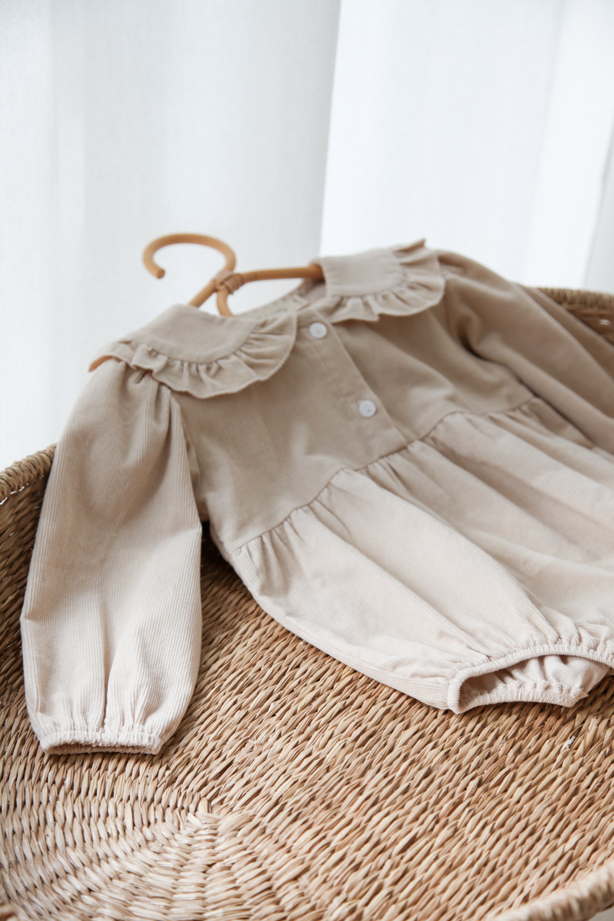 WHOLESALE Stone/Cord Oversize Frill Collar Romper