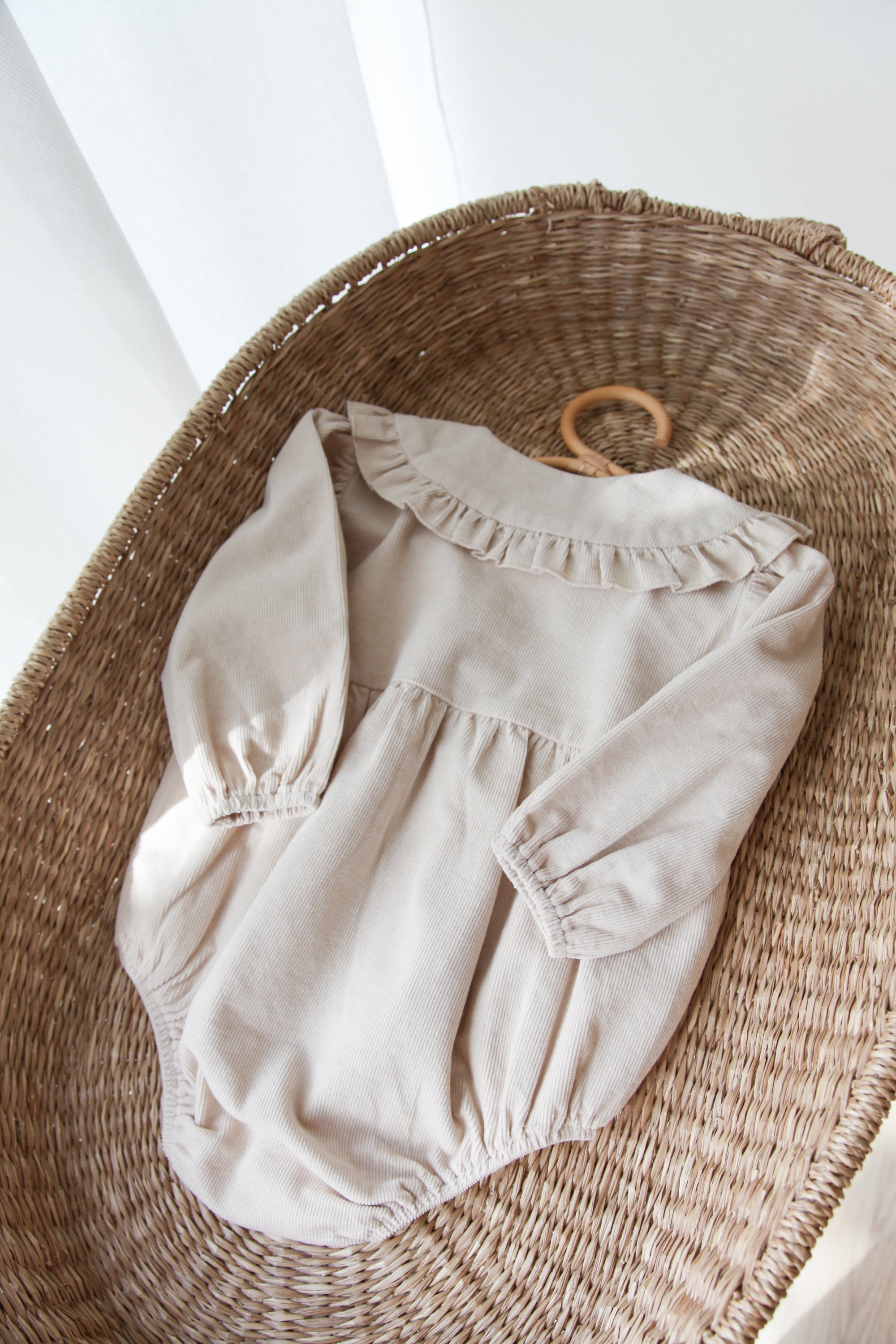 WHOLESALE Stone/Cord Oversize Frill Collar Romper