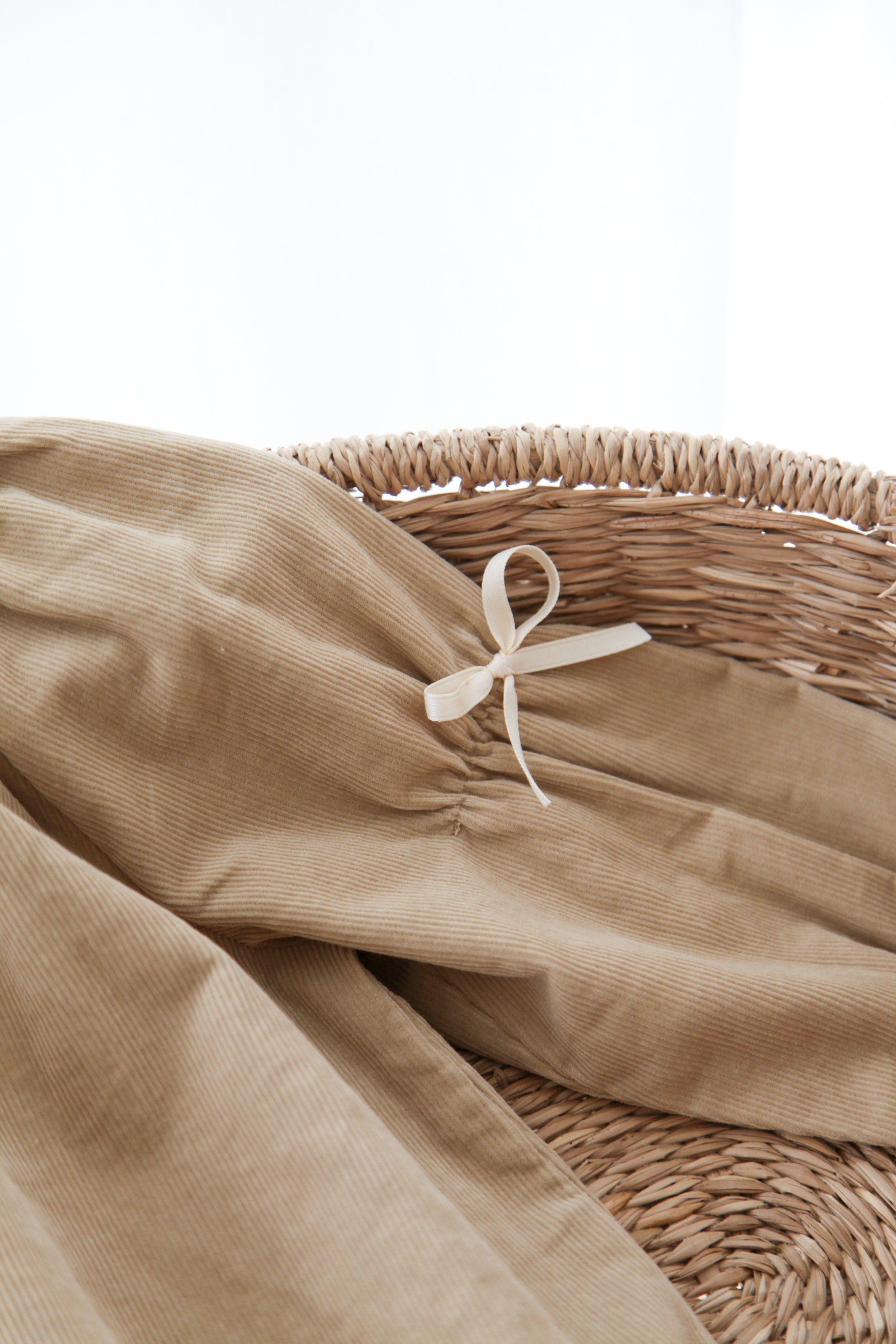 Dark Beige/Cord Bow Long Sleeve Romper