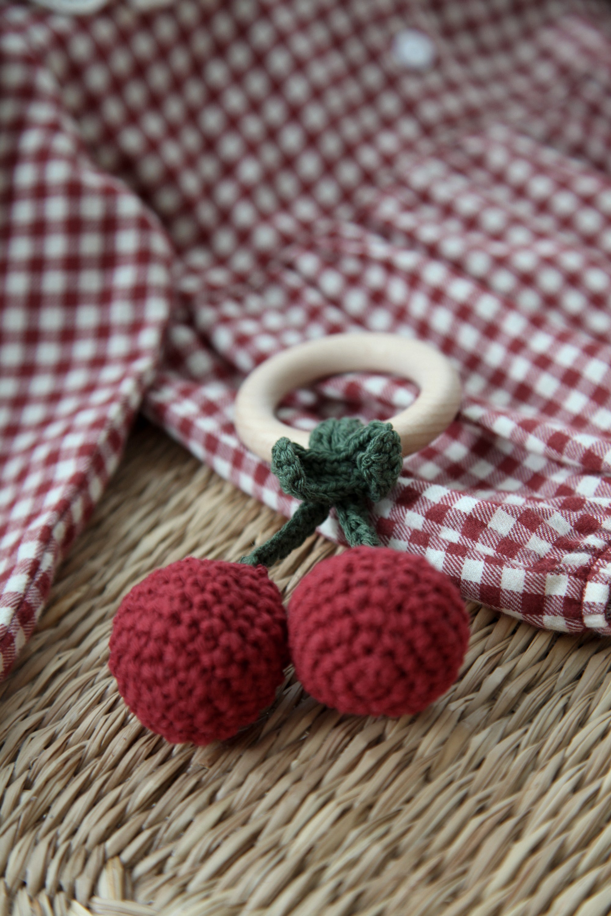 Cherry Knitted Baby Rattle