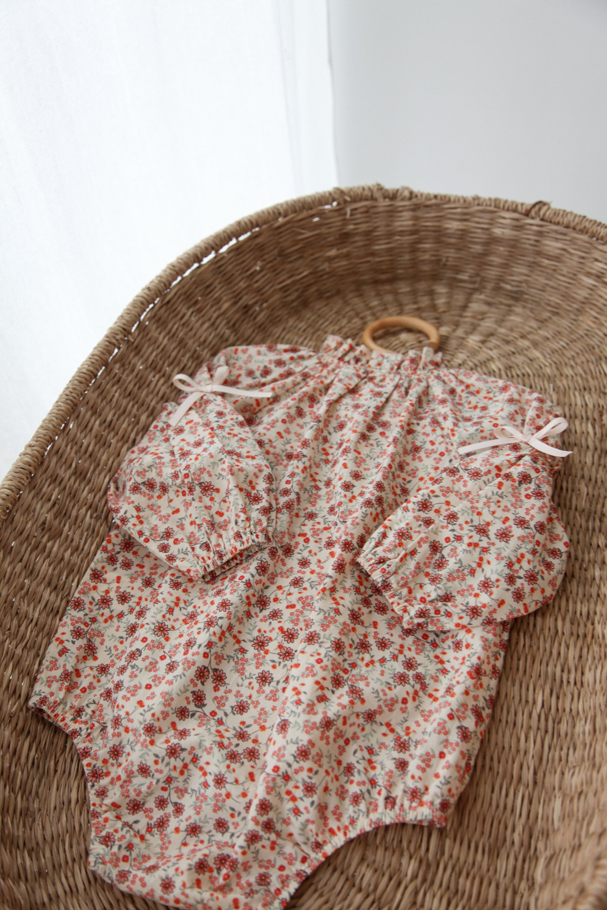 Autumn Floral/Bow Long Sleeve Romper