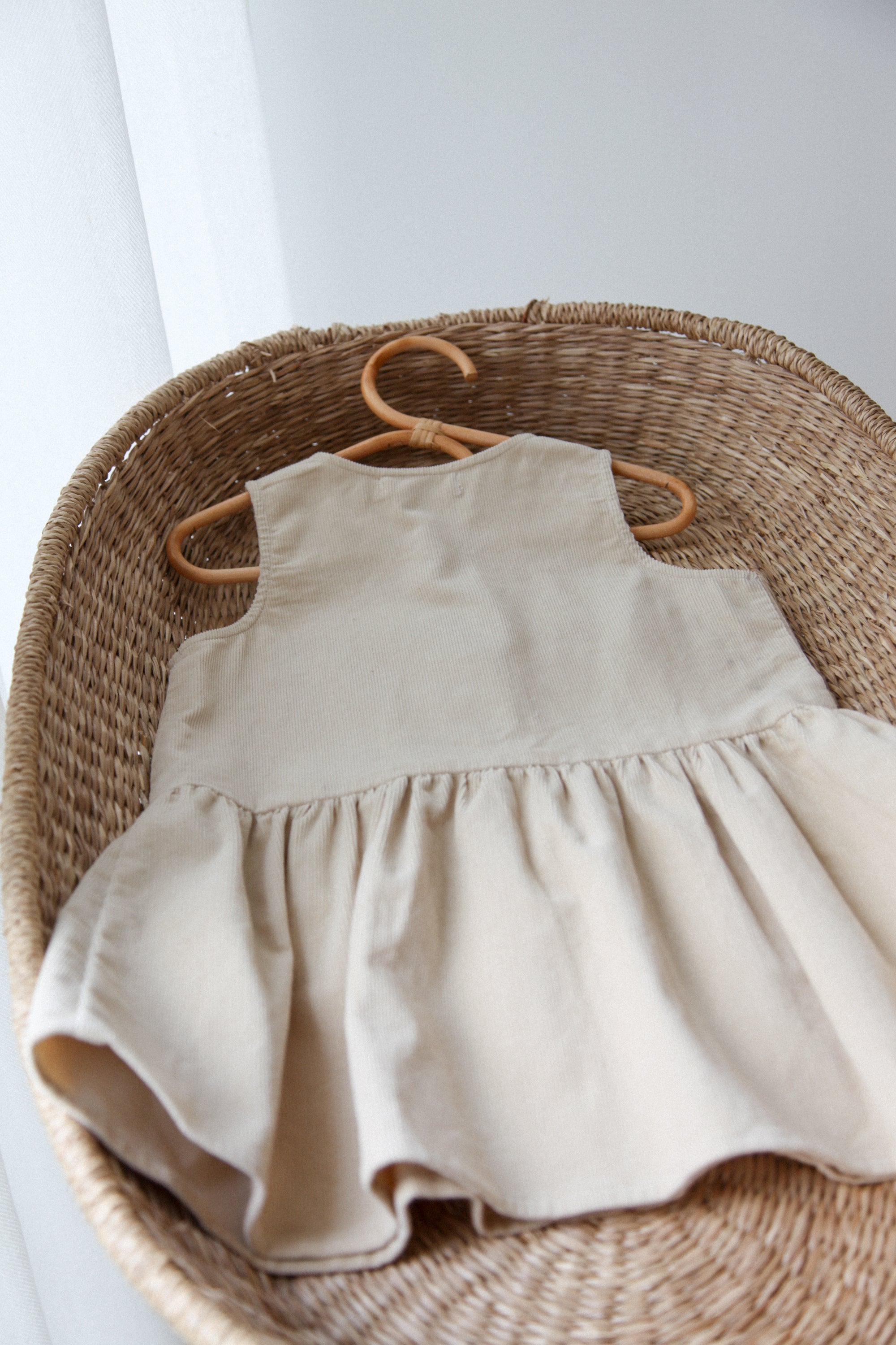 Beige/Cord Frill Pocket Peplum Dress