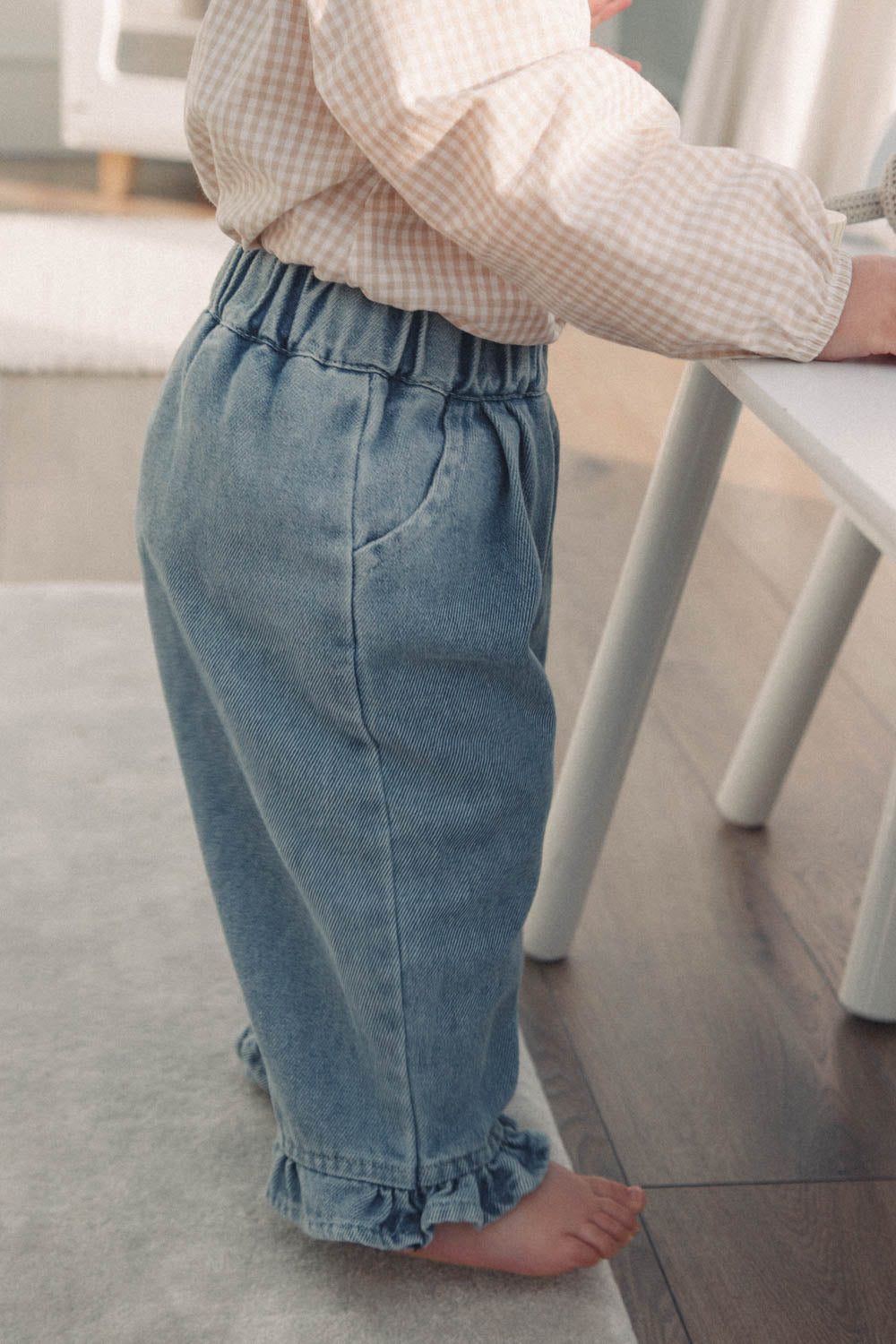 Denim Frill Hem Oversized Jeans