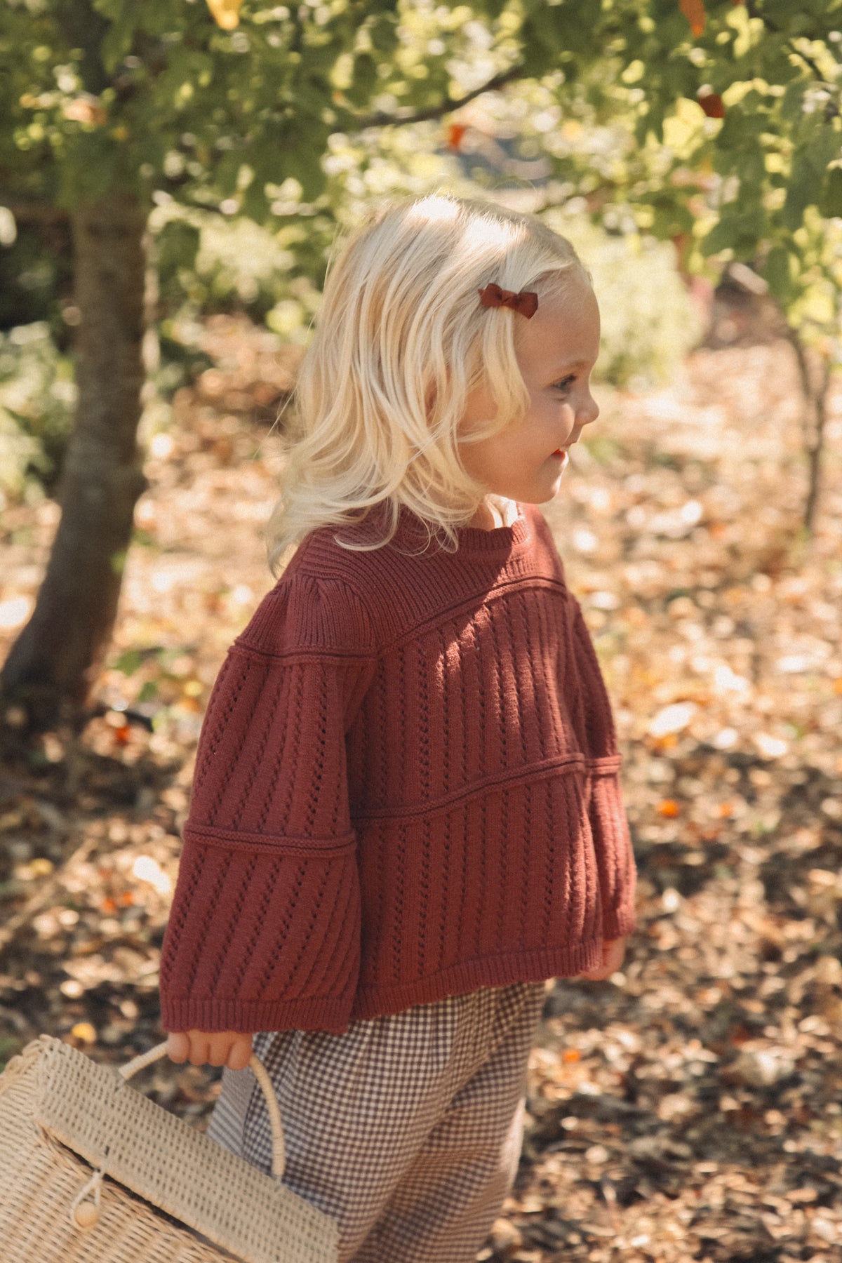 WHOLESALE Dusky/Berry Organic Cotton Flare Sleeve Knit Jumper